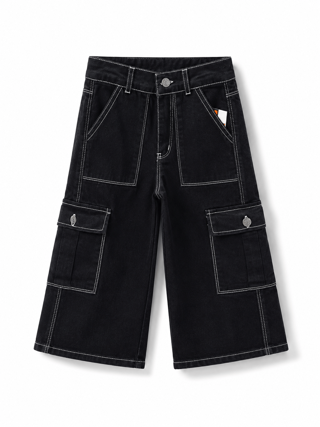 6-9 Yaş Siyah Kargo Cep Jean Pantolon