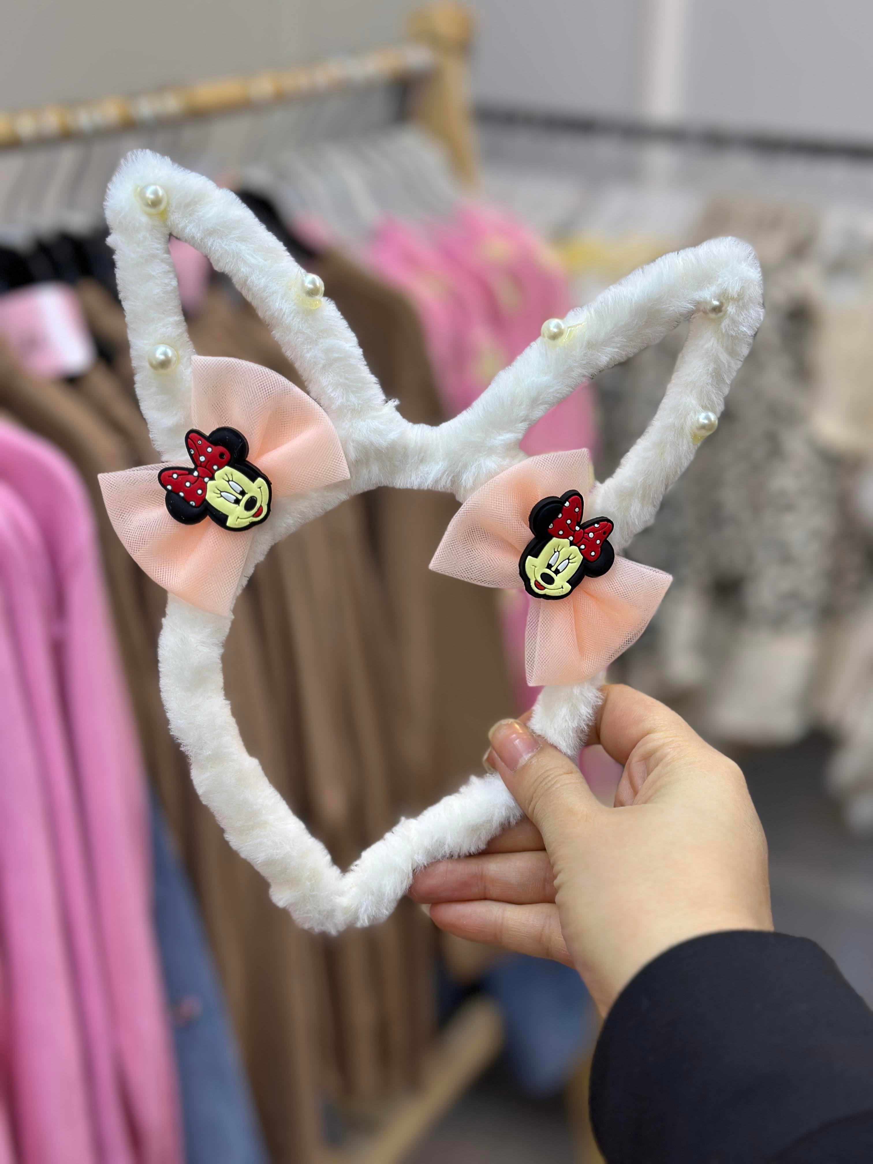 Ekru Minnie Peluş Taç 