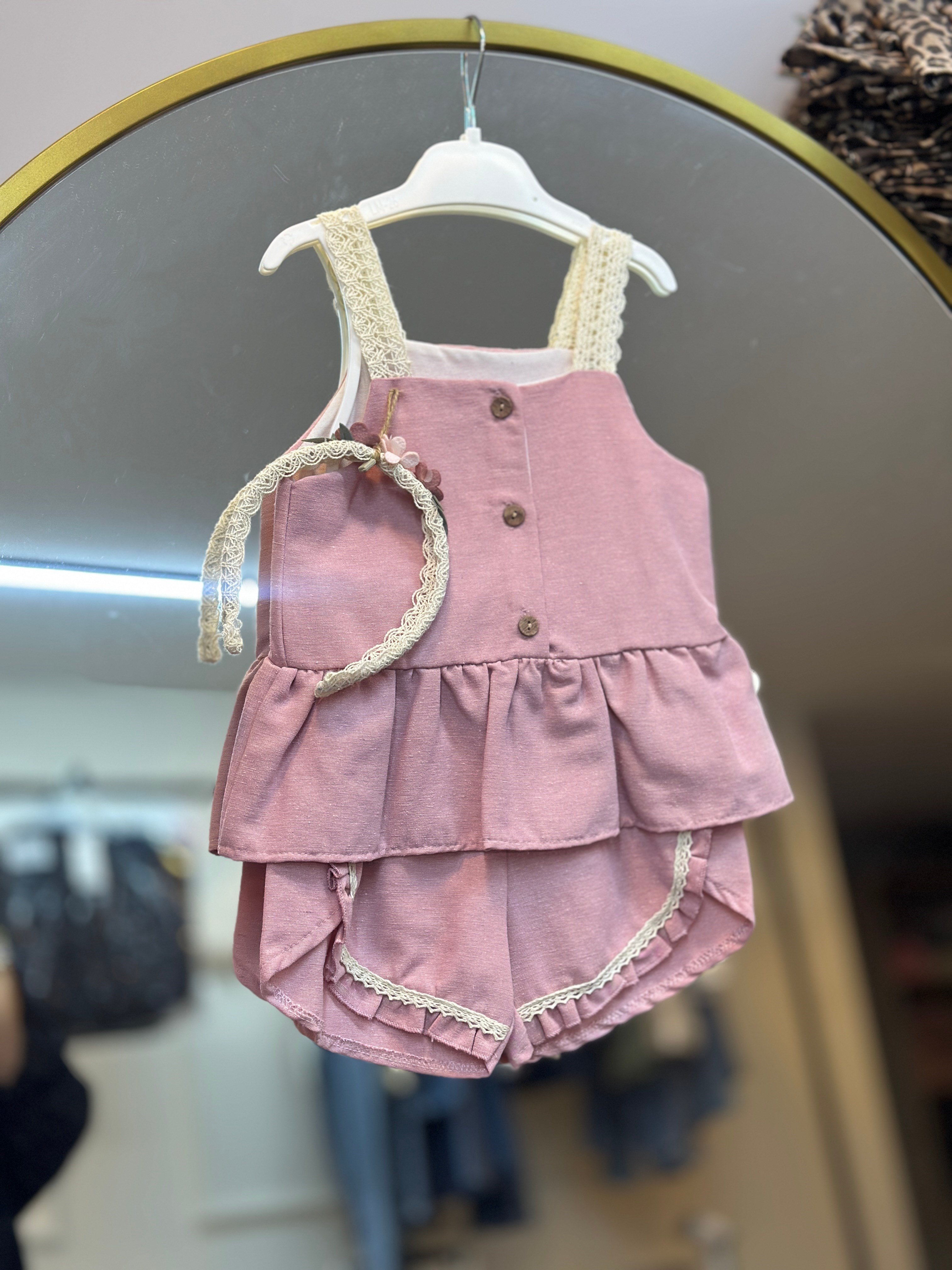 Pembe Askılı Şortlu (TAÇ hediyeli )Takım