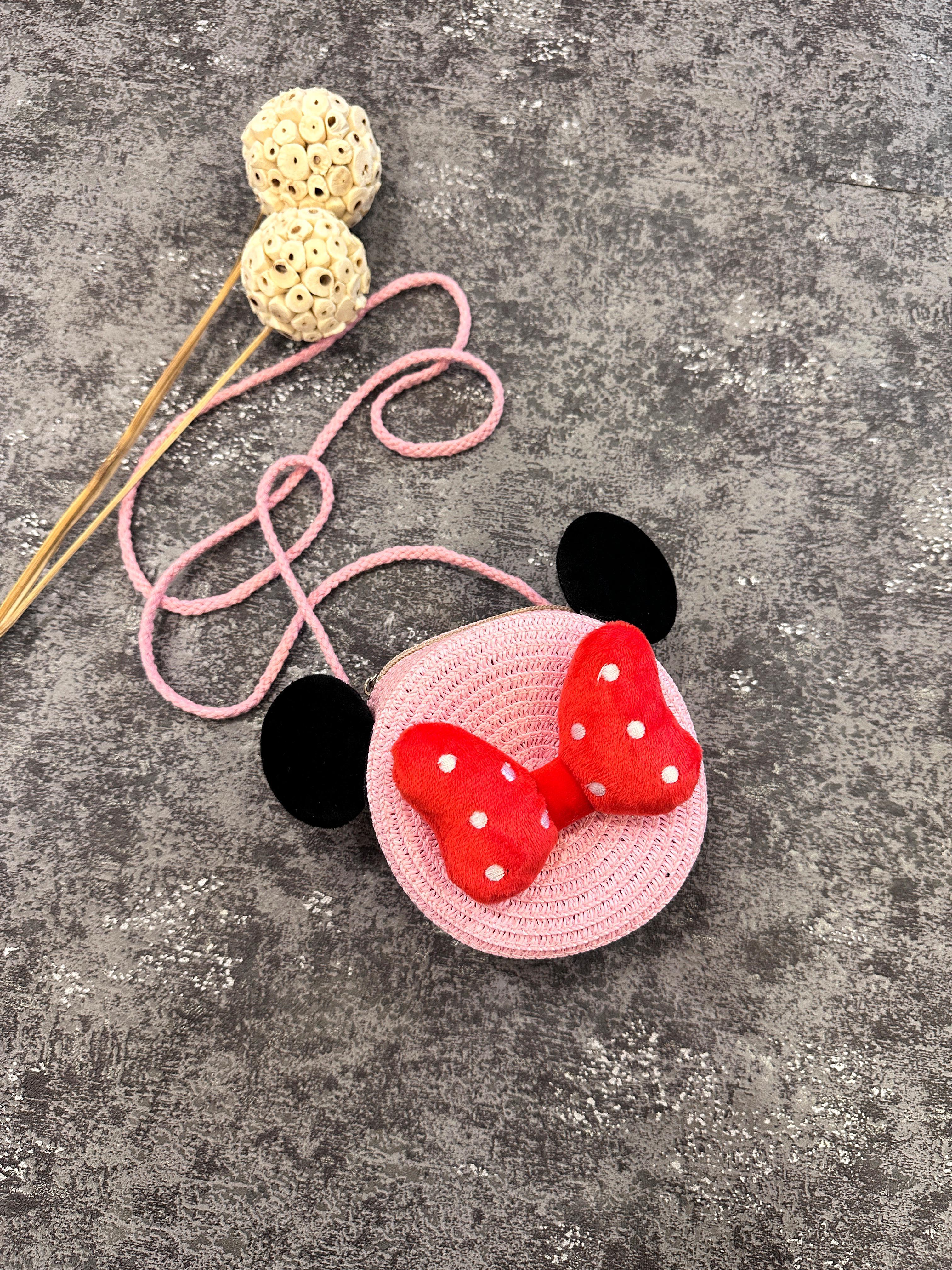 Pudra Hasır Minnie Çanta