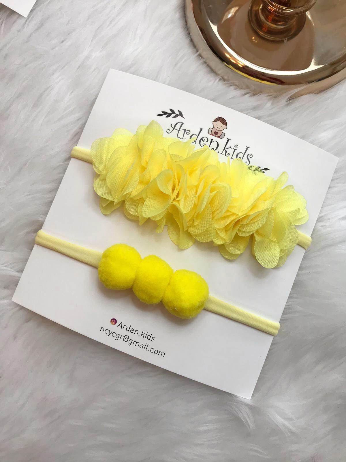 Sarı Fırfır Ponpon Set 2'li