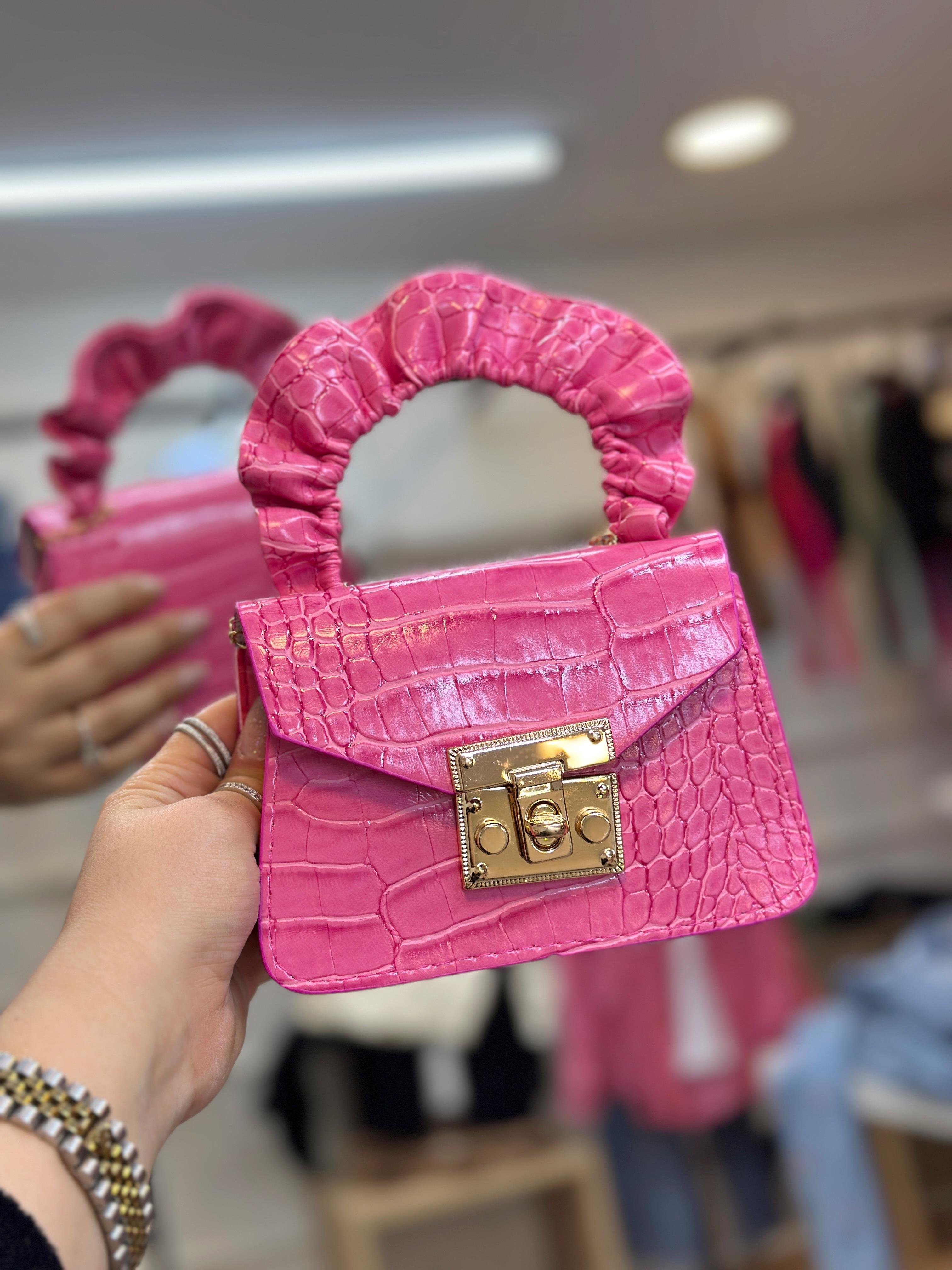 Şeker Pembe Mini Boy Deri Çanta