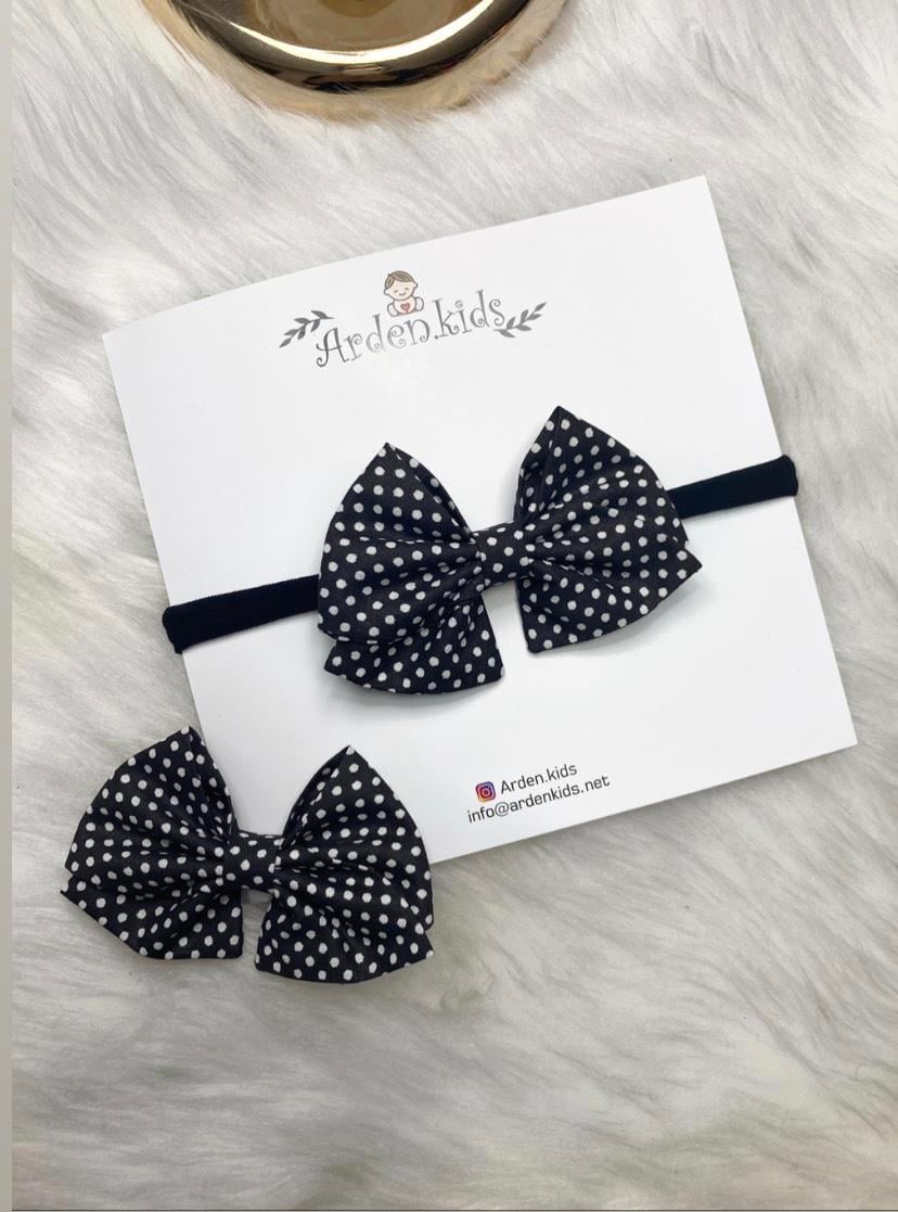 Siyah Puantiyeli Basic Fiyonk Bant