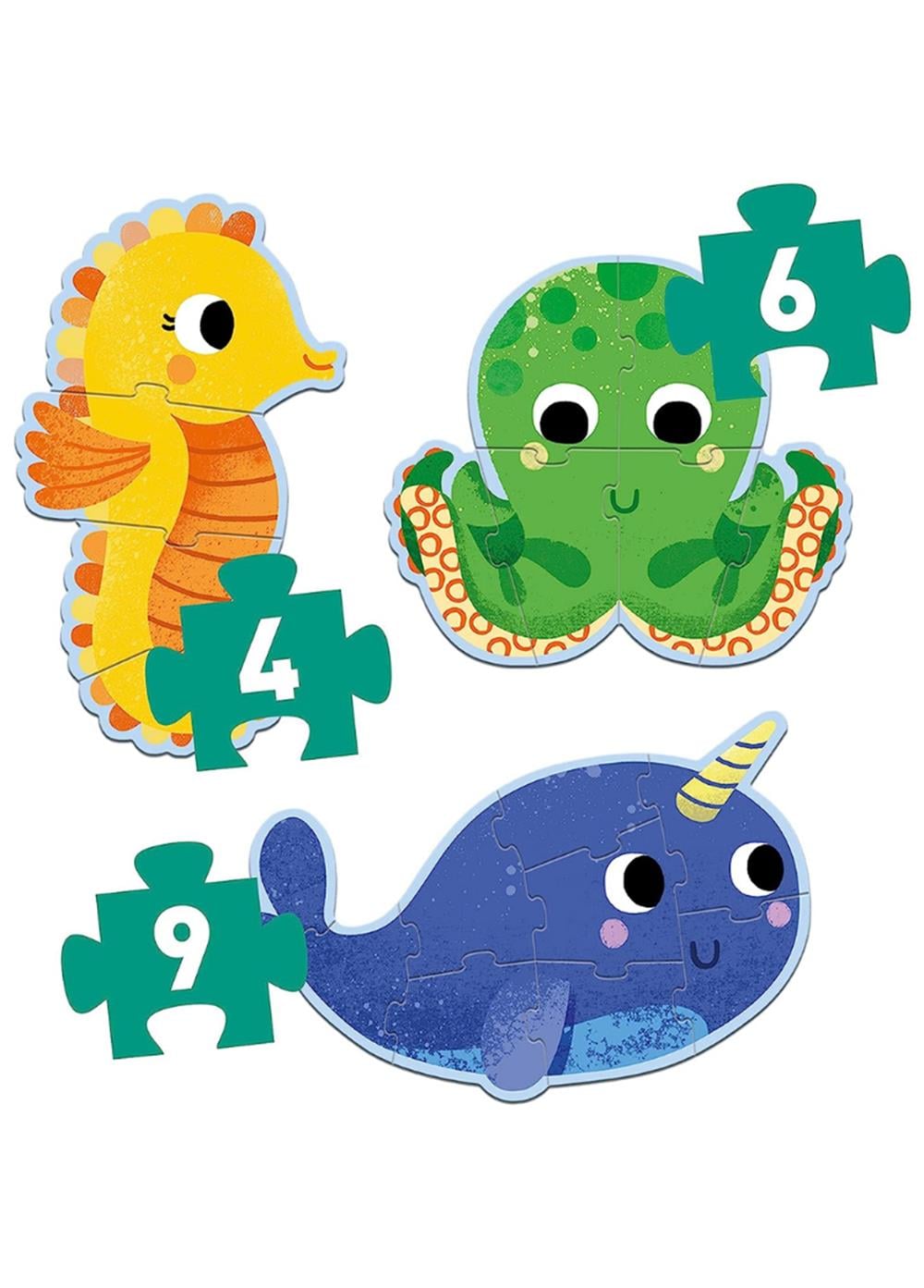 Djeco Dev Puzzle - Deniz Canlıları 4-6-9 Parça