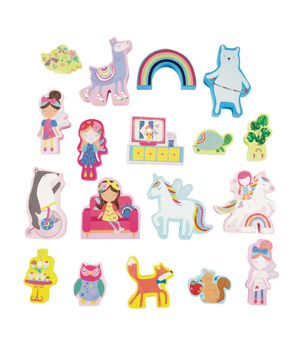 FLOSS & ROCK Ahşap Figürlü Oyun Kutuları/Rainbow