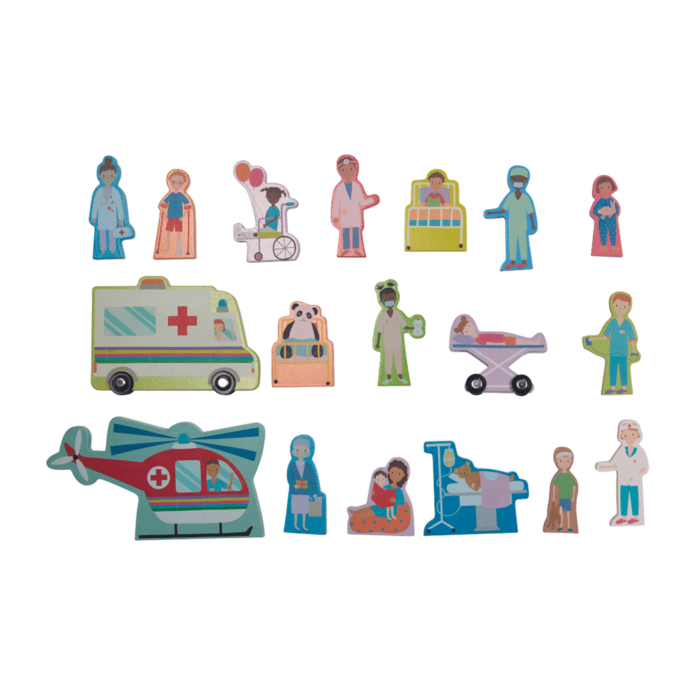 Floss & Rock Ahşap Figürlü Oyun Kutuları / Happy Hospital