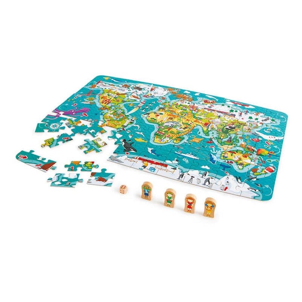 Hape 2in1 Dünya Turu Yapboz ve Kutu Oyunu