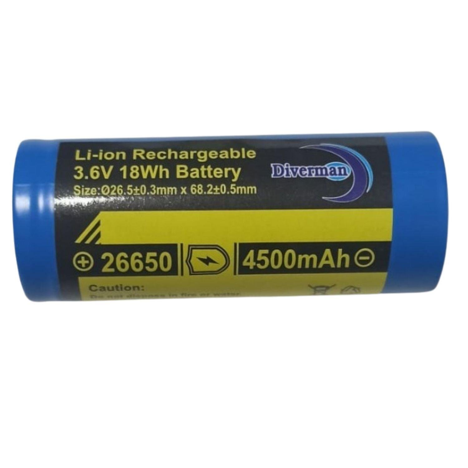 Diverman 26650 4500 mAh ŞARJLI PİL