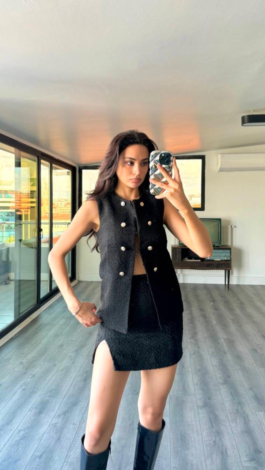 CHANEL FABRIC YELEK SİYAH