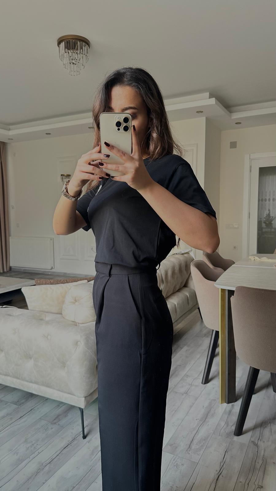 ZARA DÜĞME DETAYLI PALAZZO PANTOLON SİYAH