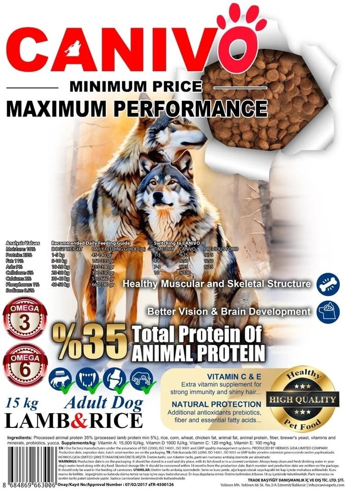 CANIVO Yetişkin Köpek Maması 15 KG - Sağlıklı Köpek Maması | Canivo Pets