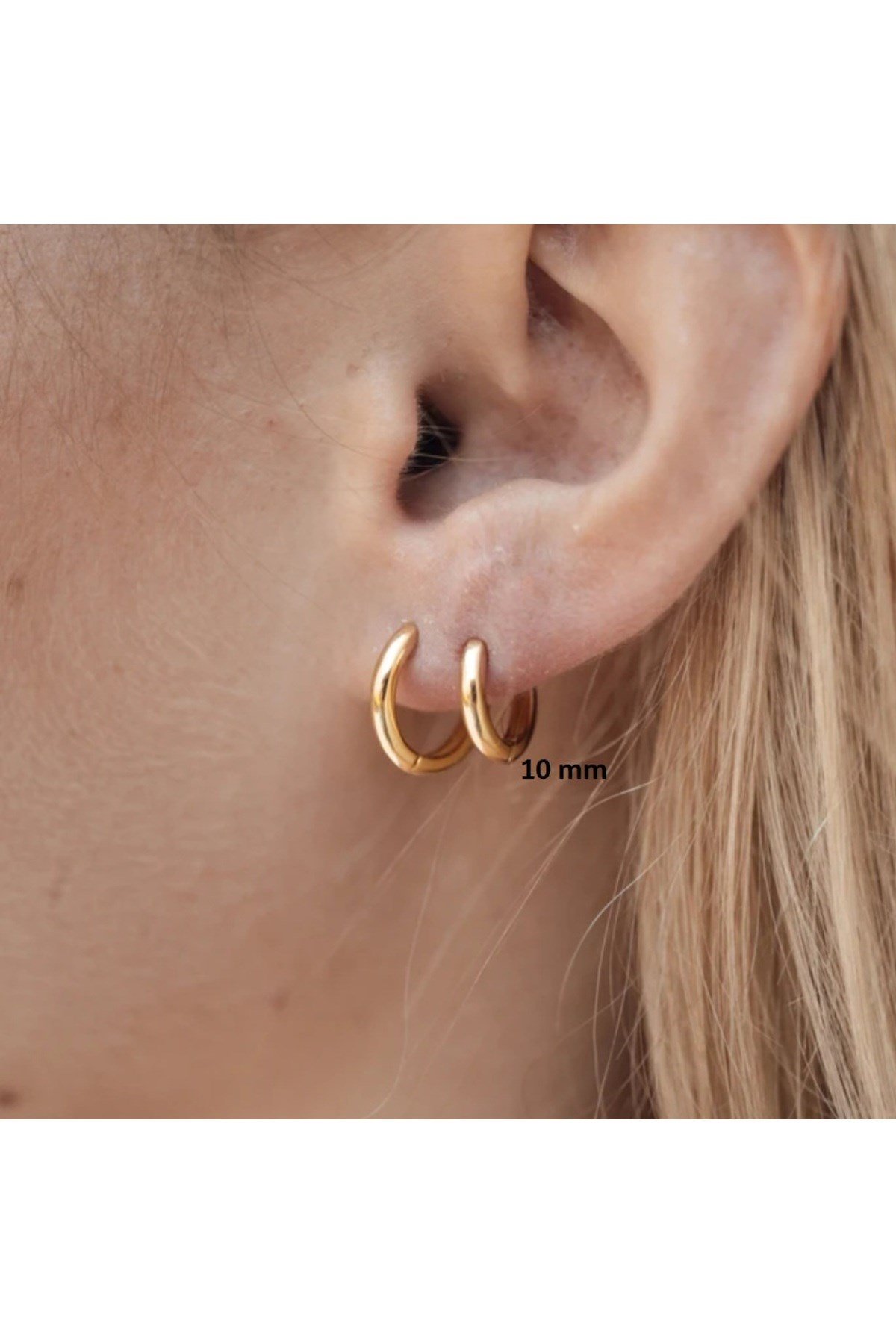10 mm Cerrahi Çelik Gold Halka Küpe