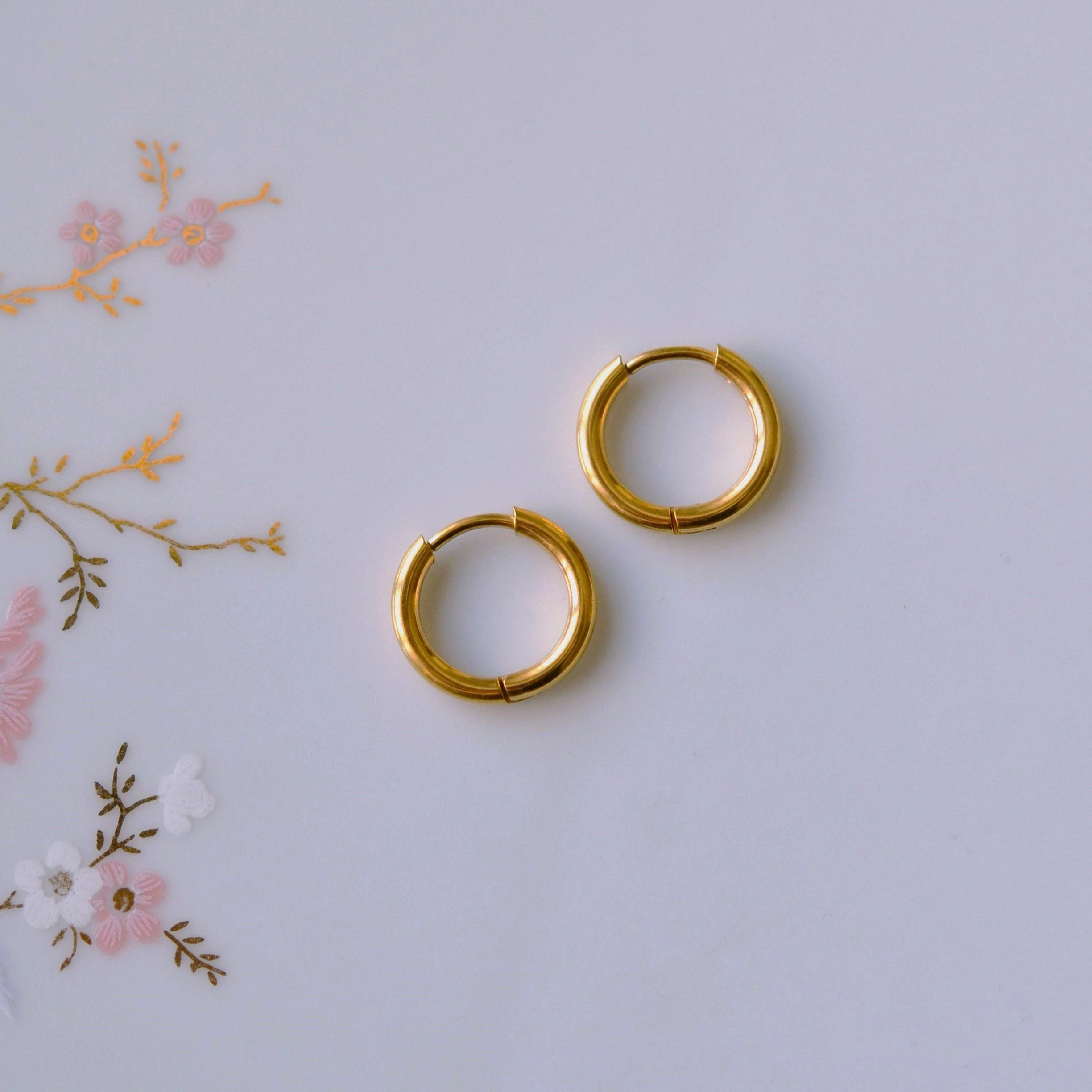 10 mm Cerrahi Çelik Gold Halka Küpe