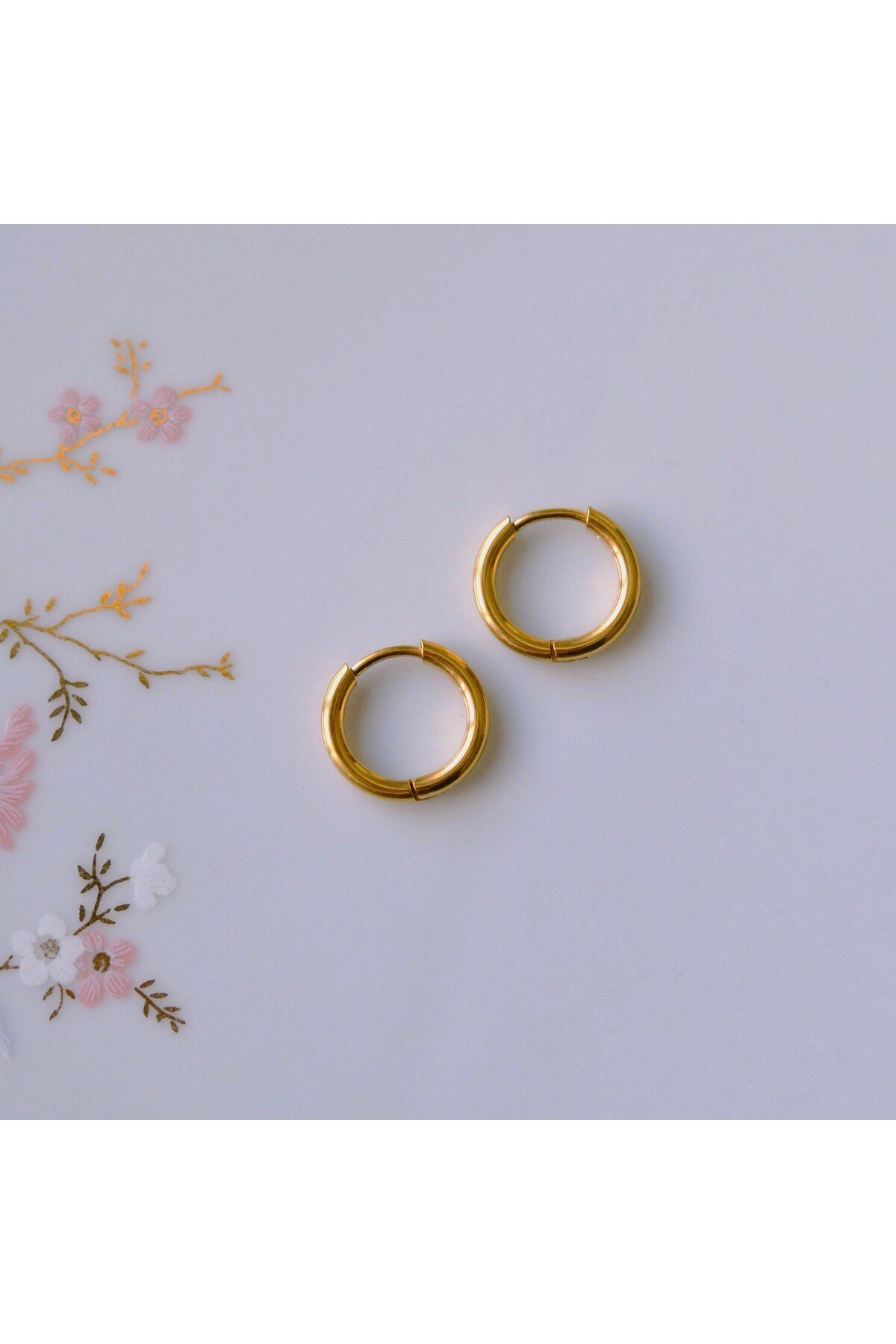 10 mm Cerrahi Çelik Gold Halka Küpe
