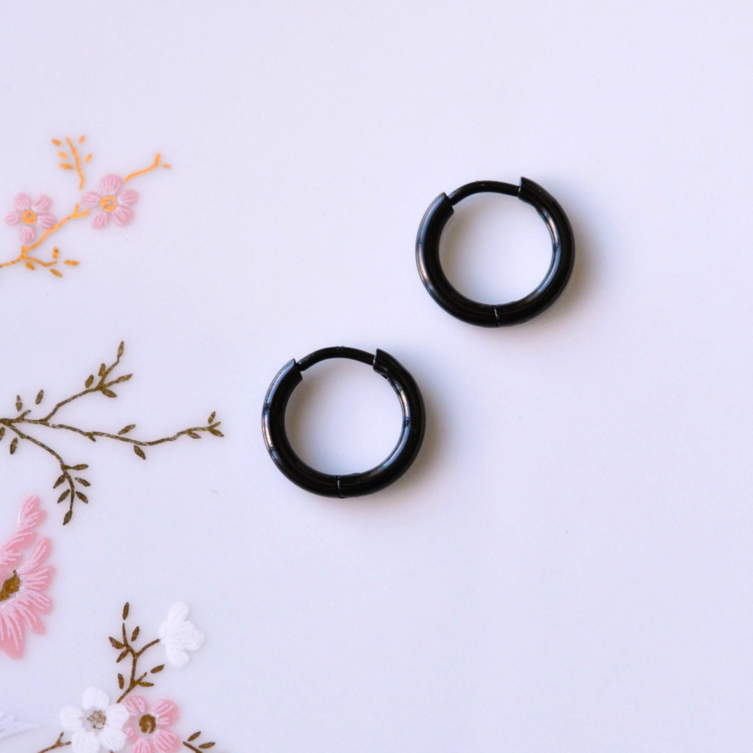 10 mm Cerrahi Çelik Siyah Halka Küpe
