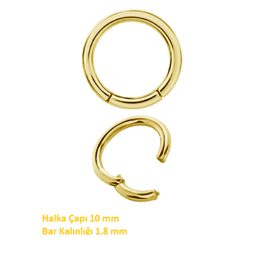 10 mm Gold Cerrahi Çelik Düz Halka Helix Piercing Lob Kıkırdak Rook Daith Conch