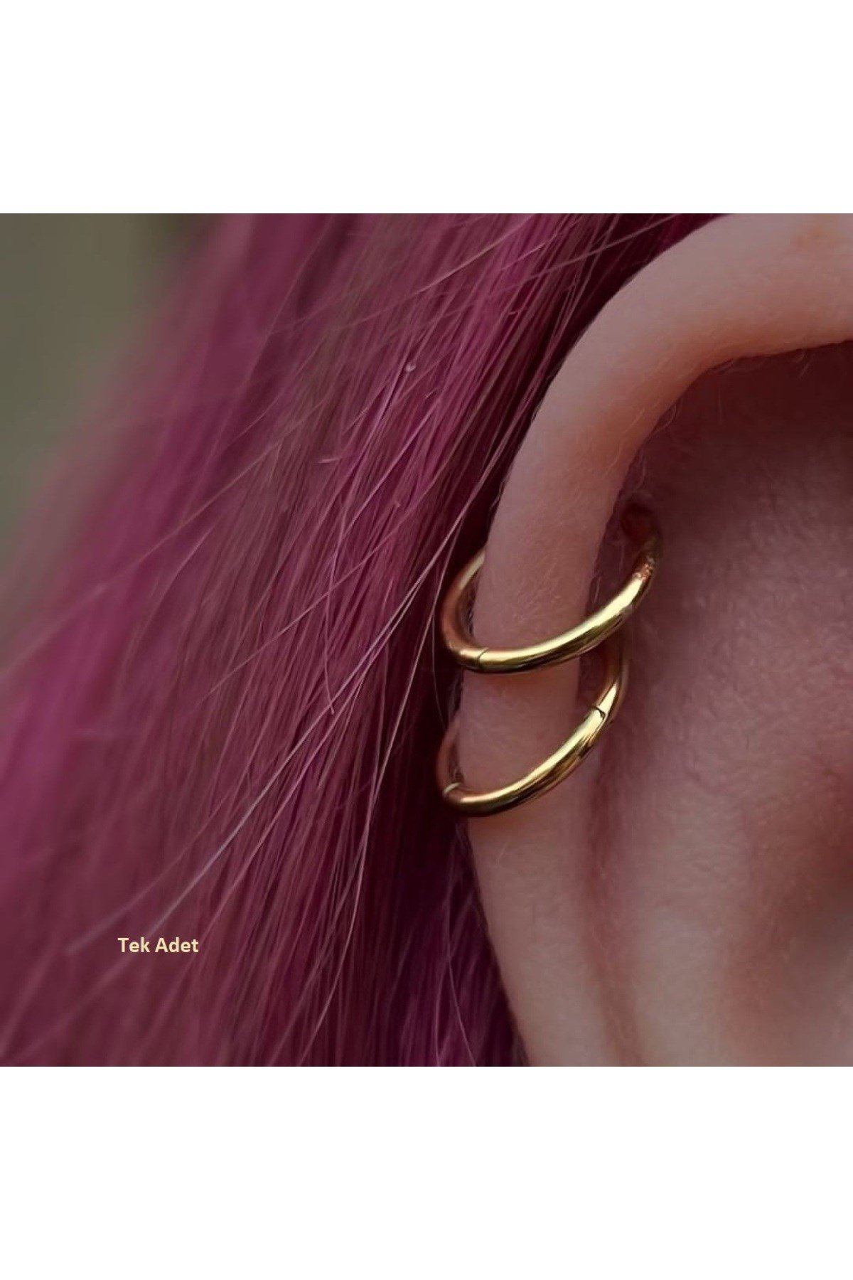 10 mm Gold Cerrahi Çelik Düz Halka Helix Piercing Lob Kıkırdak Rook Daith Conch