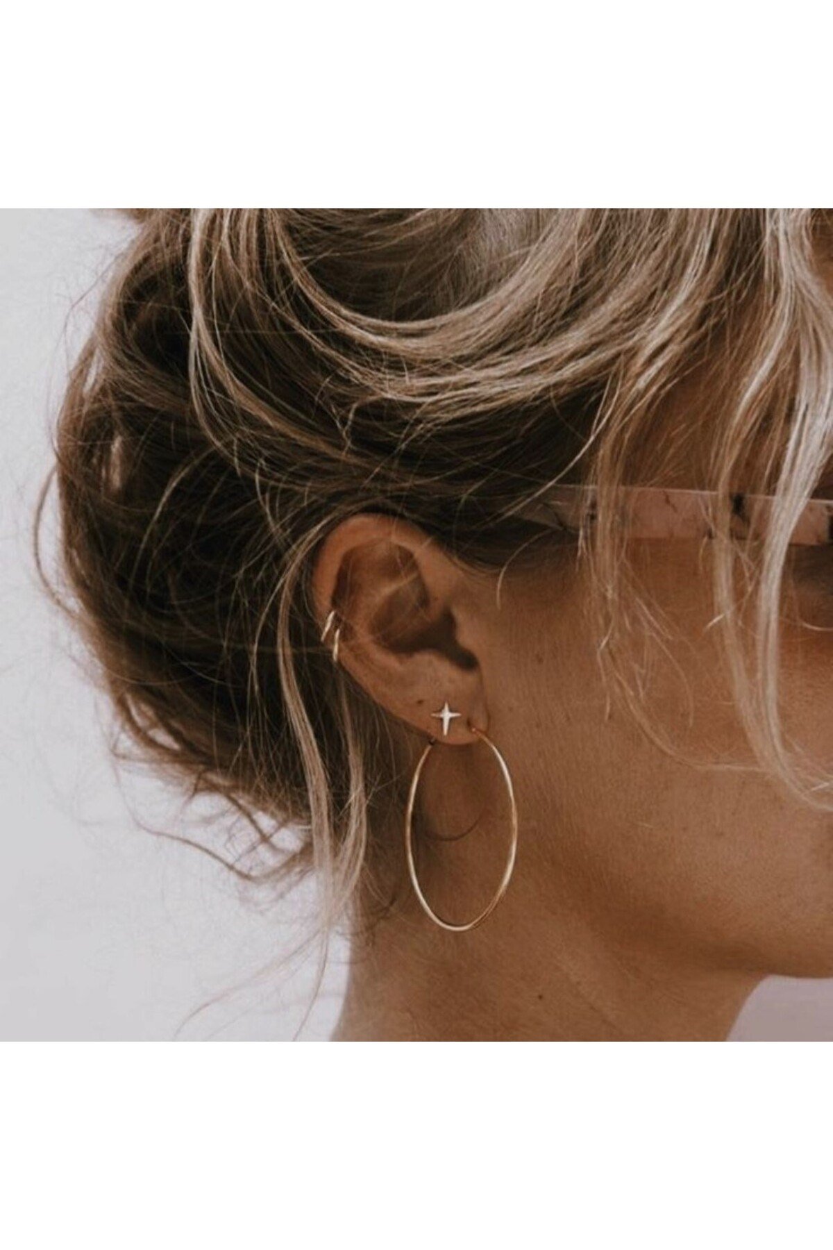 10 mm Silver Cerrahi Çelik Düz Halka Helix Piercing Lob Kıkırdak Rook Daith Conch
