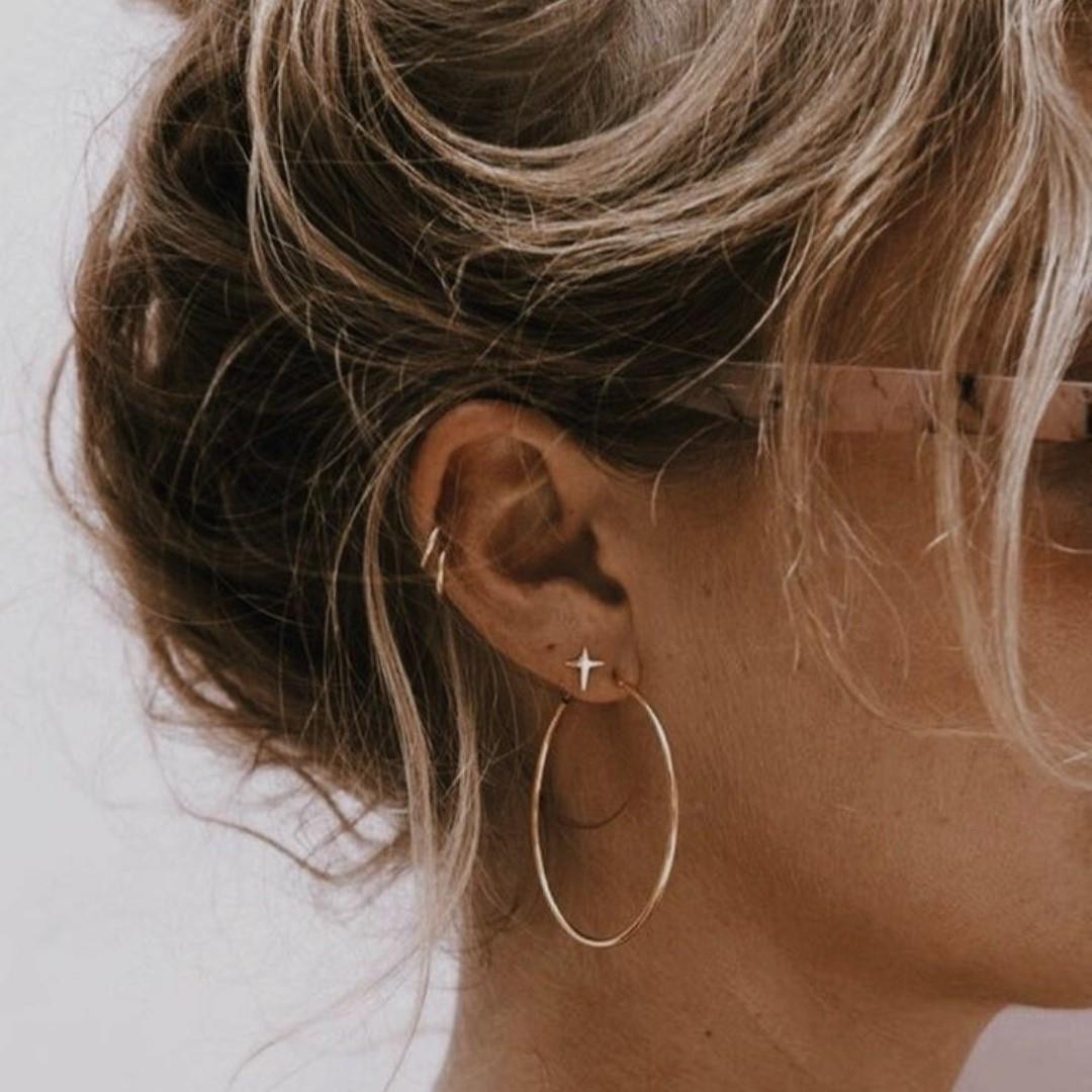 10 mm Silver Cerrahi Çelik Düz Halka Helix Piercing Lob Kıkırdak Rook Daith Conch