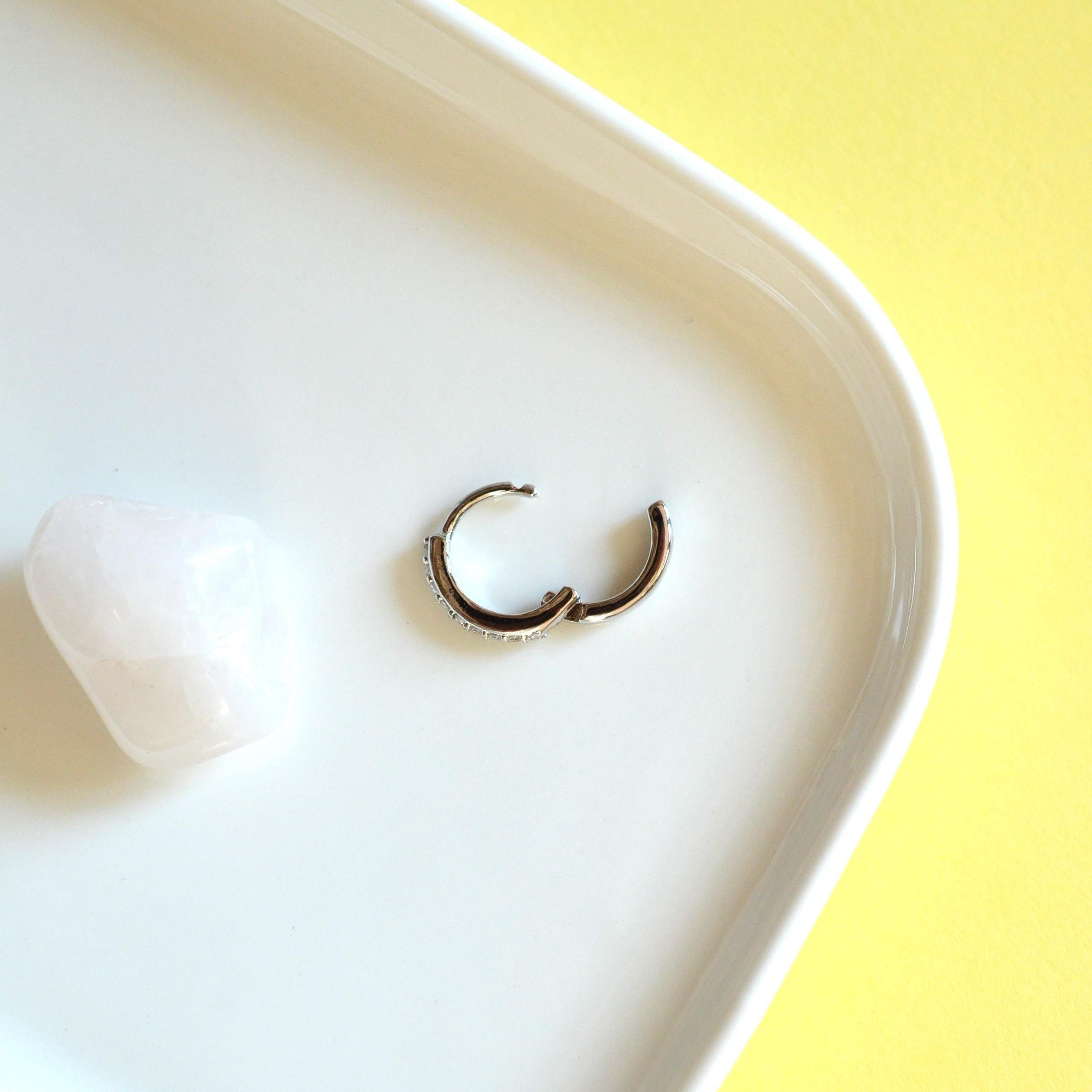10 mm Silver Renk Taşlı Halka Piercing Helix Lob Conch Kıkırdak