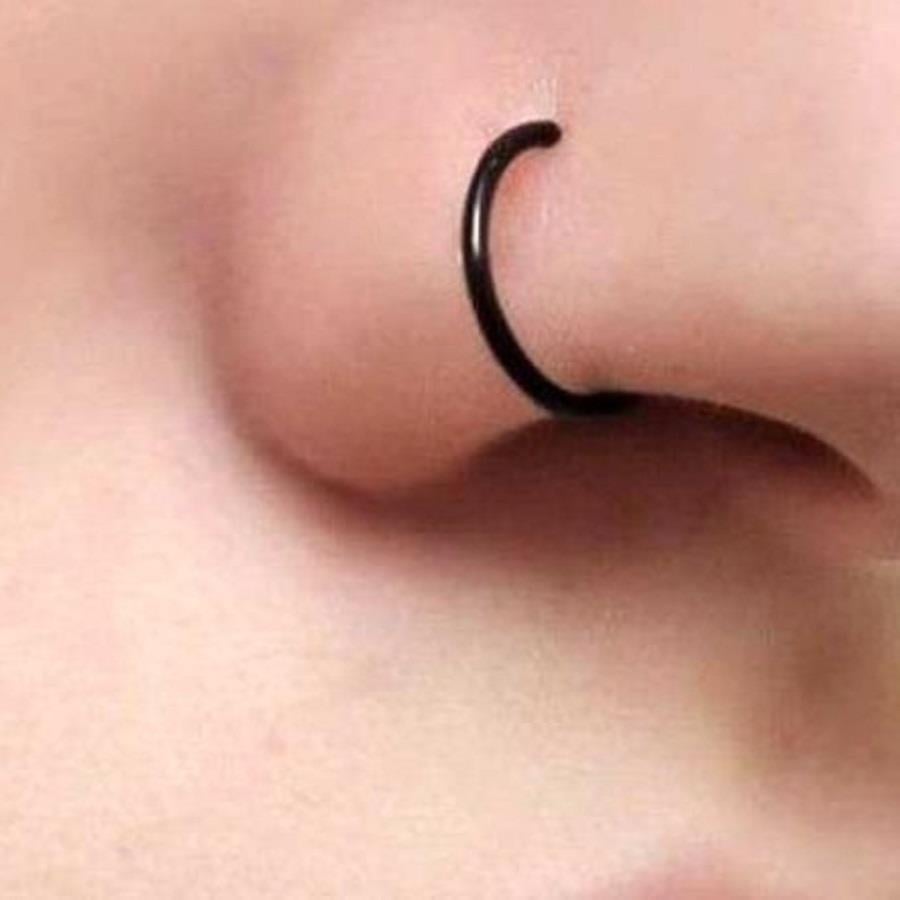 10 mm Siyah Cerrahi Çelik Düz Halka Helix Piercing Lob Kıkırdak Rook Daith Conch