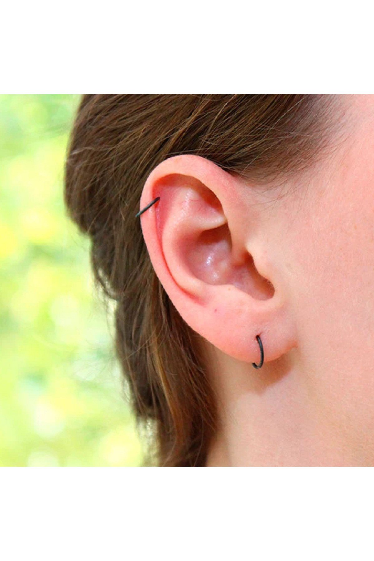 10 mm Siyah Cerrahi Çelik Düz Halka Helix Piercing Lob Kıkırdak Rook Daith Conch