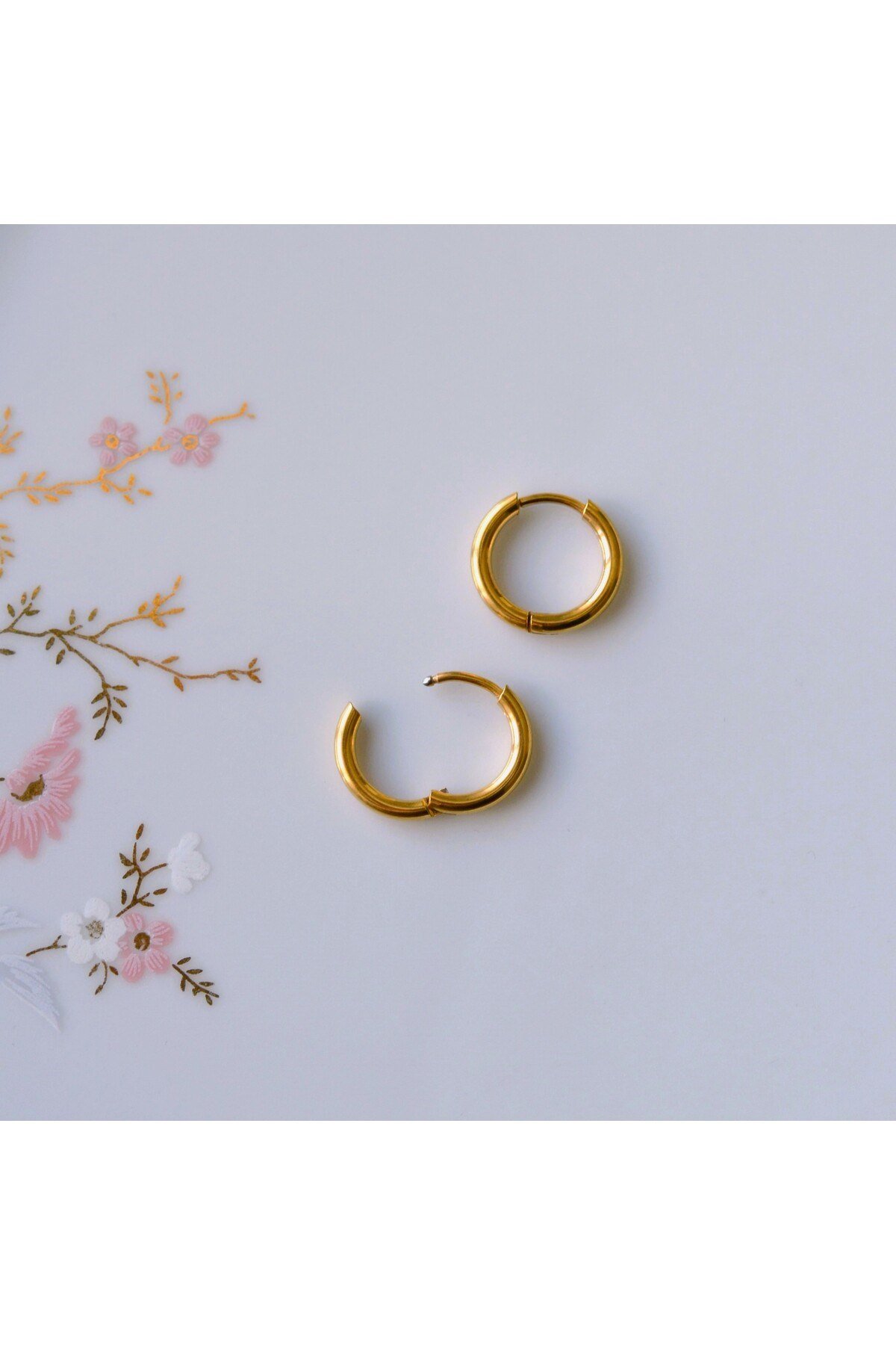 12 mm Cerrahi Çelik Gold Halka Küpe