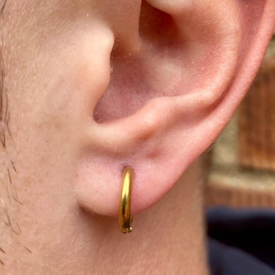 12 mm Cerrahi Çelik Gold Halka Küpe