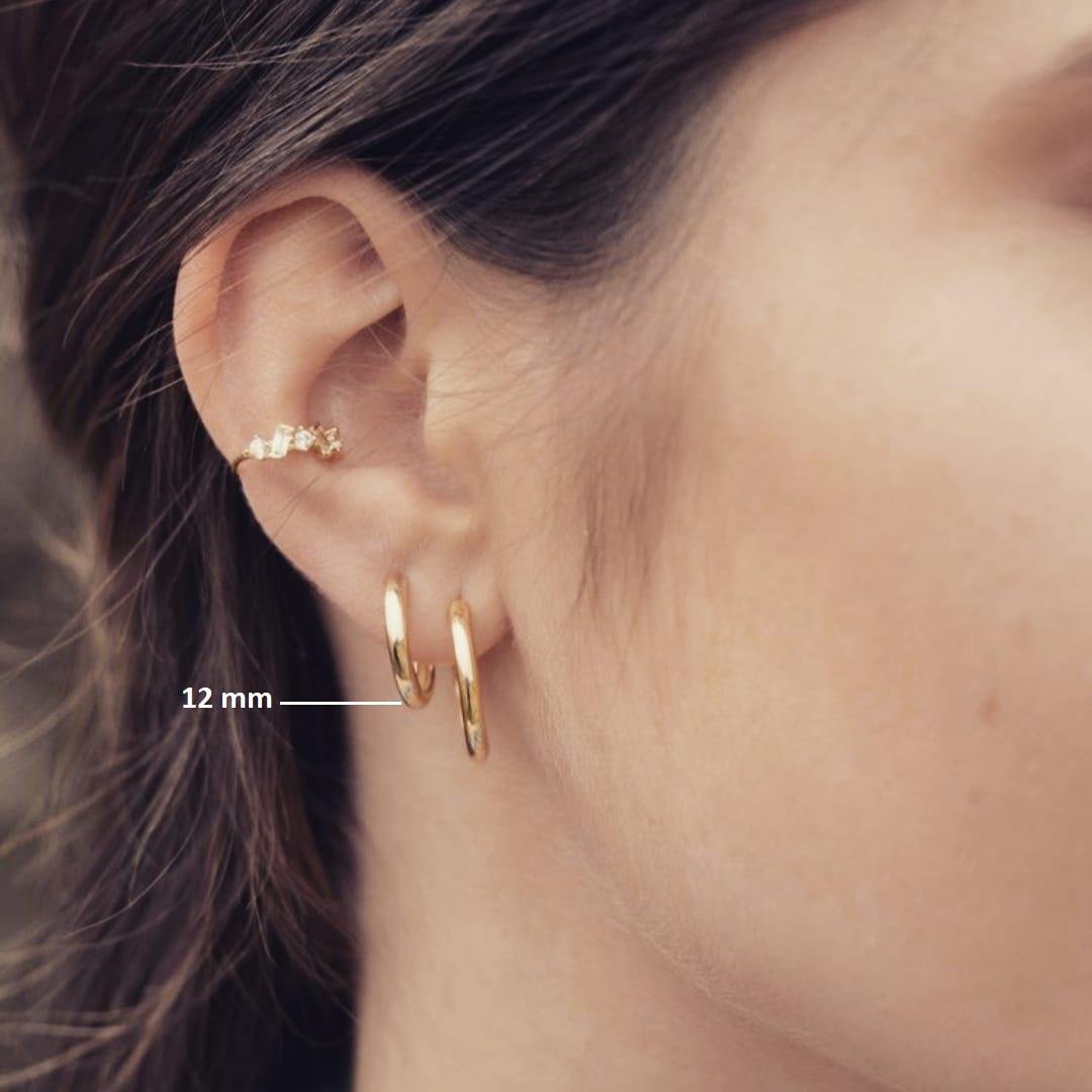 12 mm Cerrahi Çelik Gold Halka Küpe