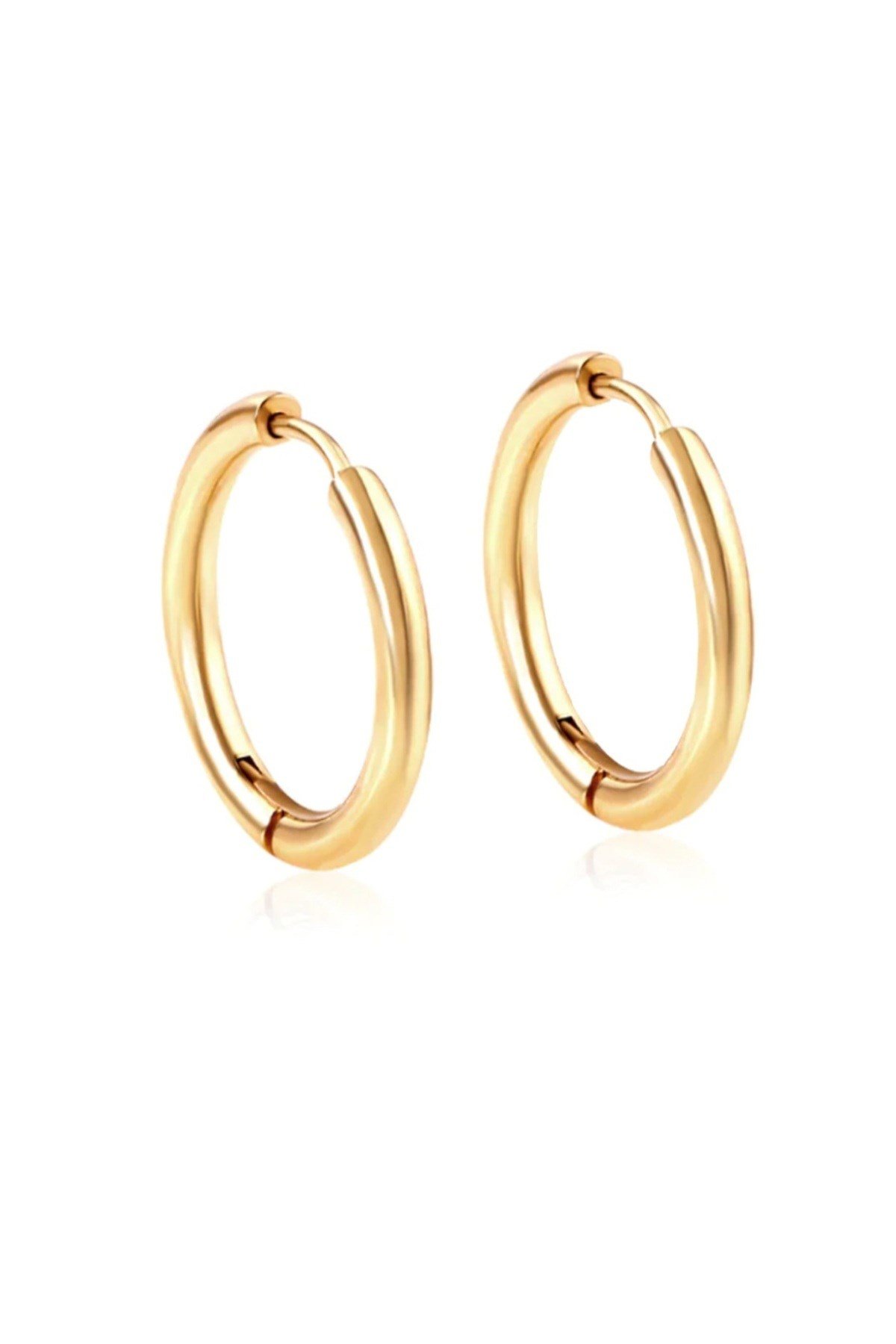 12 mm Cerrahi Çelik Gold Halka Küpe