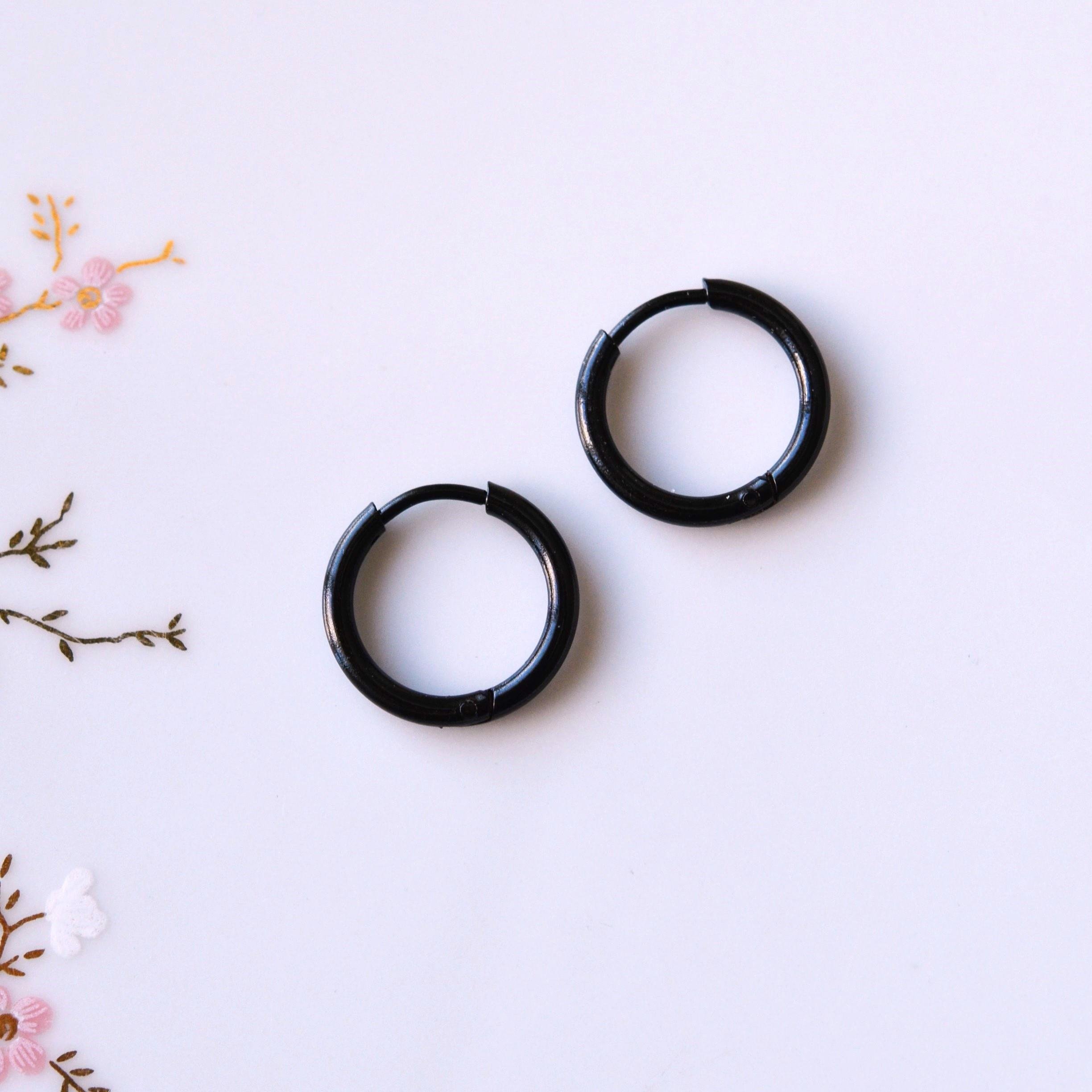 12 Mm Cerrahi Çelik Siyah Halka Küpe