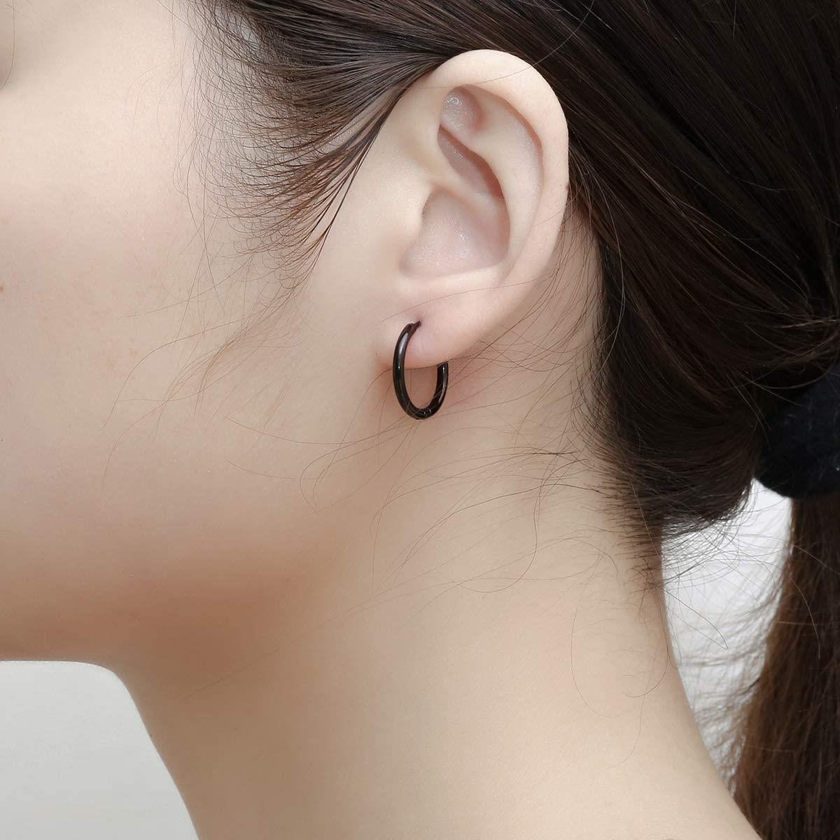 12 Mm Cerrahi Çelik Siyah Halka Küpe