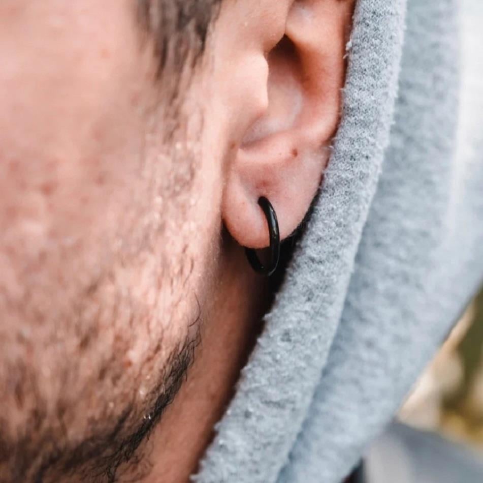 12 Mm Cerrahi Çelik Siyah Halka Küpe