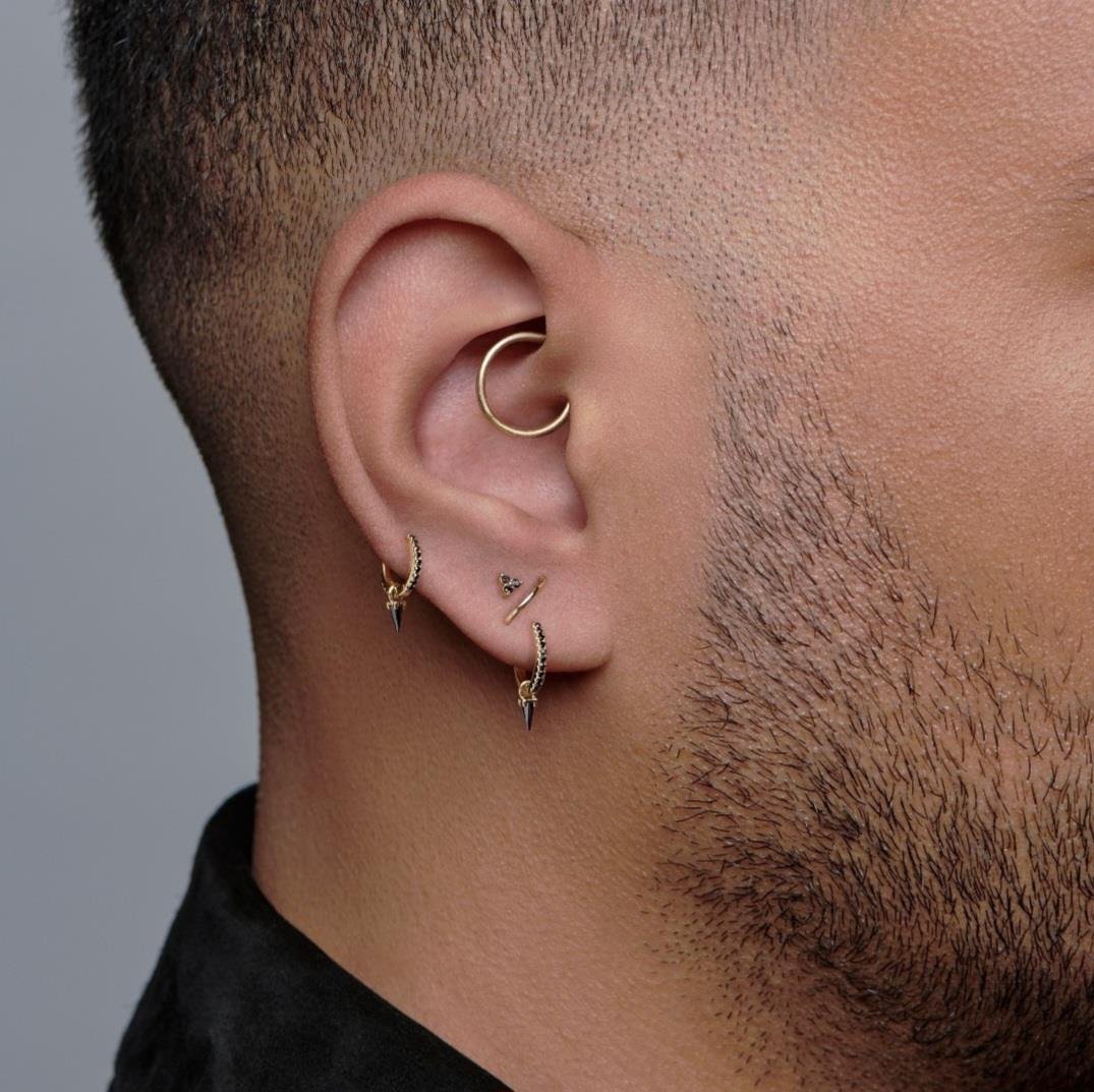 12 mm Gold Cerrahi Çelik Düz Halka Helix Piercing Lob Kıkırdak Rook Daith Conch