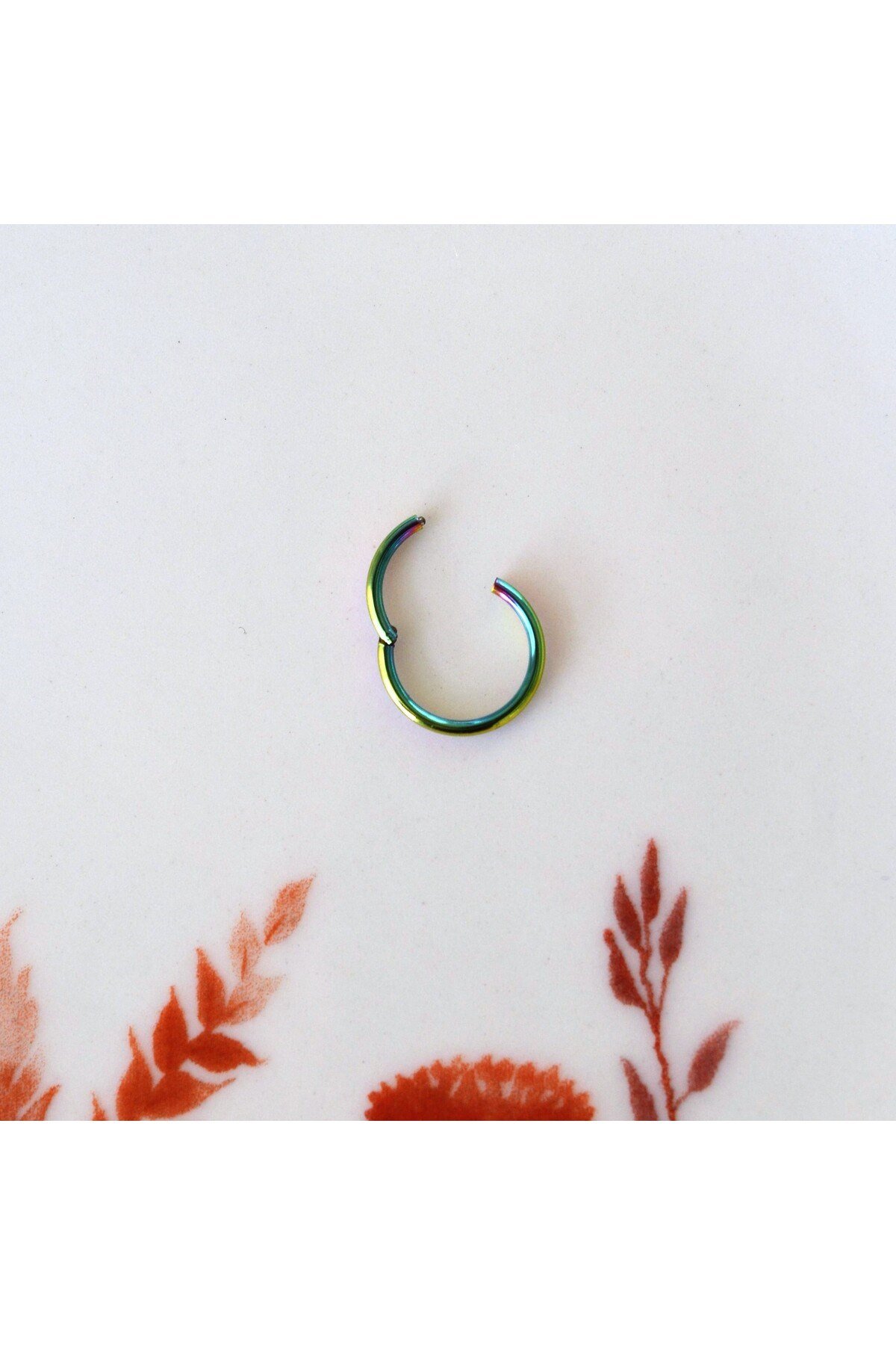 12 mm Hologram Cerrahi Çelik Düz Halka Helix Piercing Lob Kıkırdak Rook Daith Conch