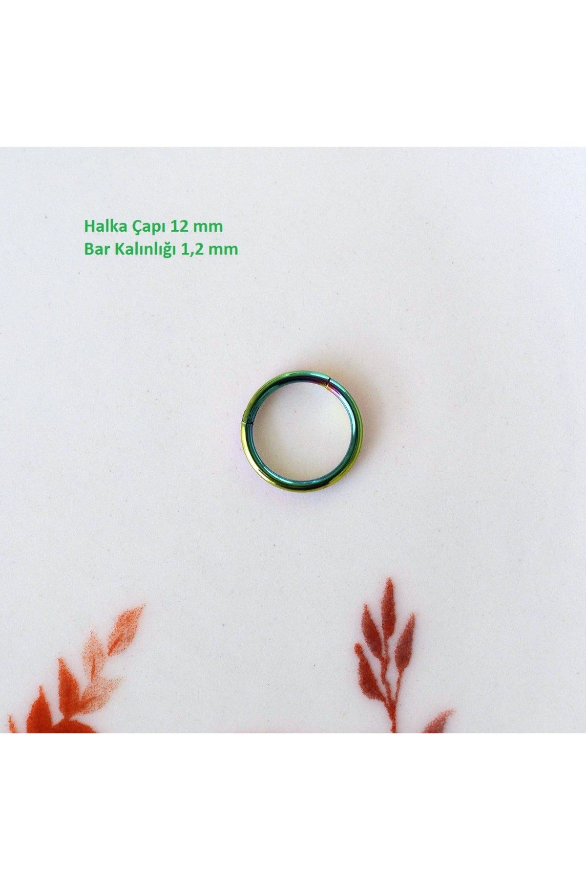 12 mm Hologram Cerrahi Çelik Düz Halka Helix Piercing Lob Kıkırdak Rook Daith Conch