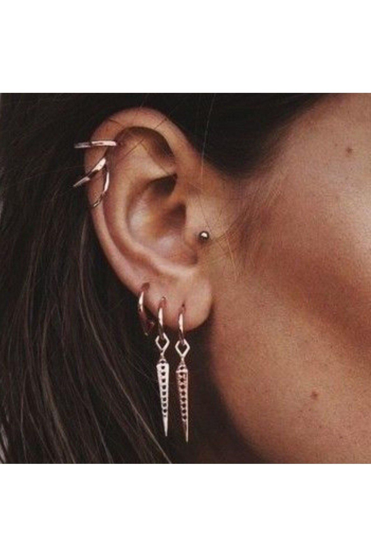 12 mm Silver Cerrahi Çelik Düz Halka Helix Piercing Lob Kıkırdak Rook Daith Conch