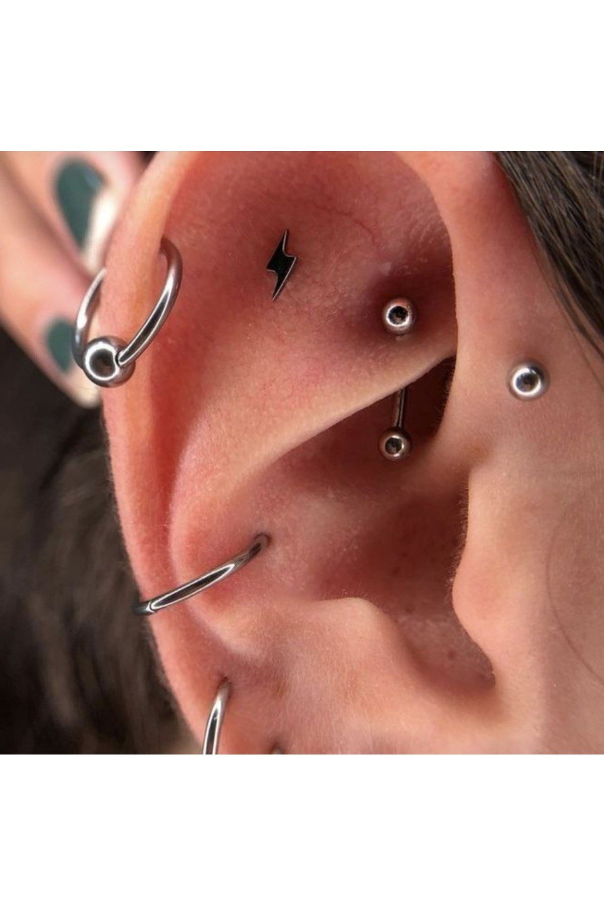 12 mm Silver Cerrahi Çelik Düz Halka Helix Piercing Lob Kıkırdak Rook Daith Conch