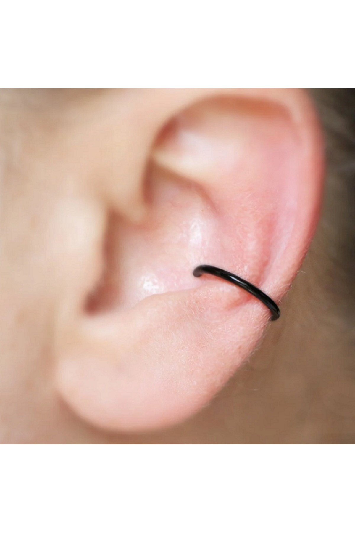 12 mm Siyah Cerrahi Çelik Düz Halka Helix Piercing Lob Kıkırdak Rook Daith Conch