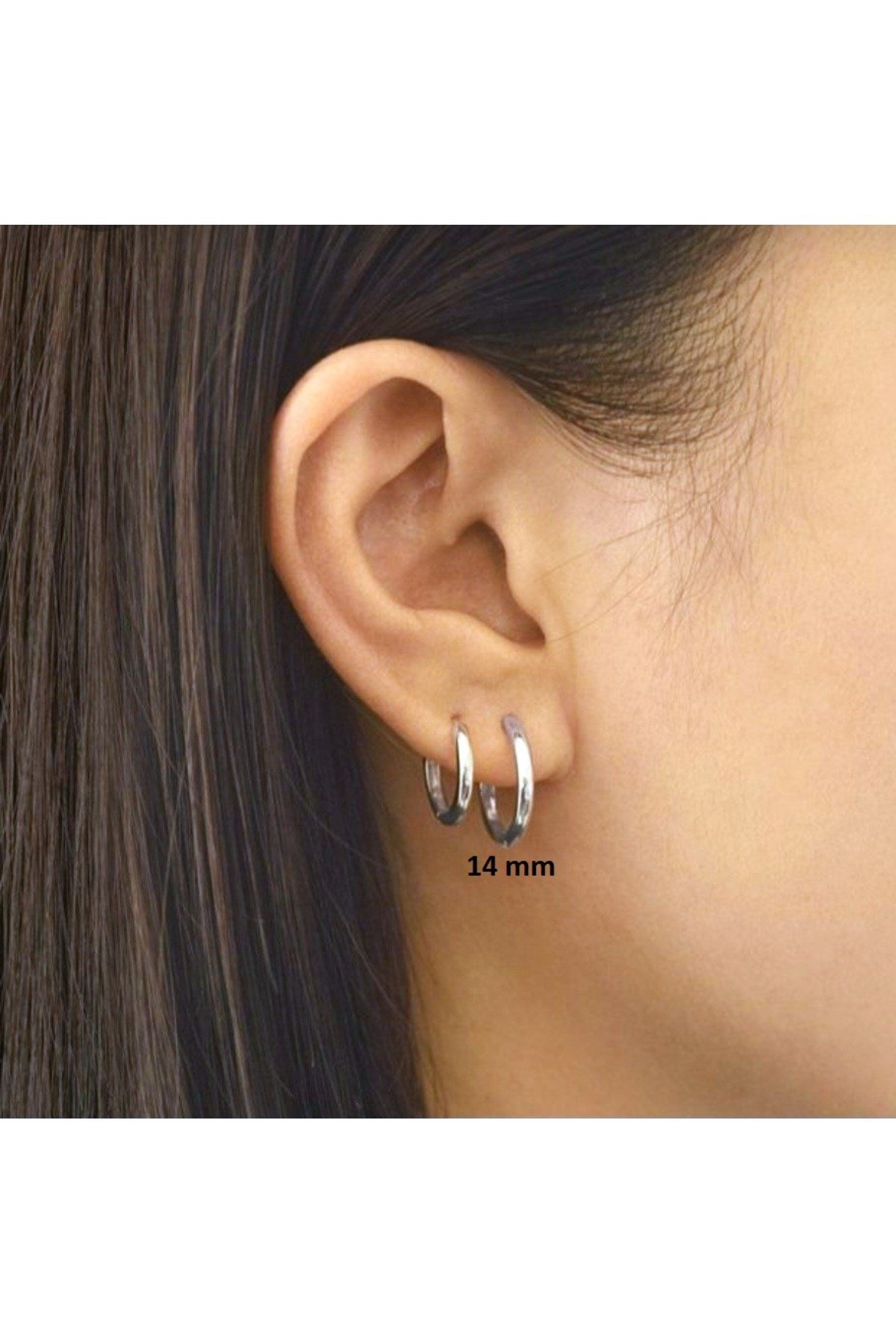14 mm Cerrahi Çelik Halka Küpe Gümüş Renkli
