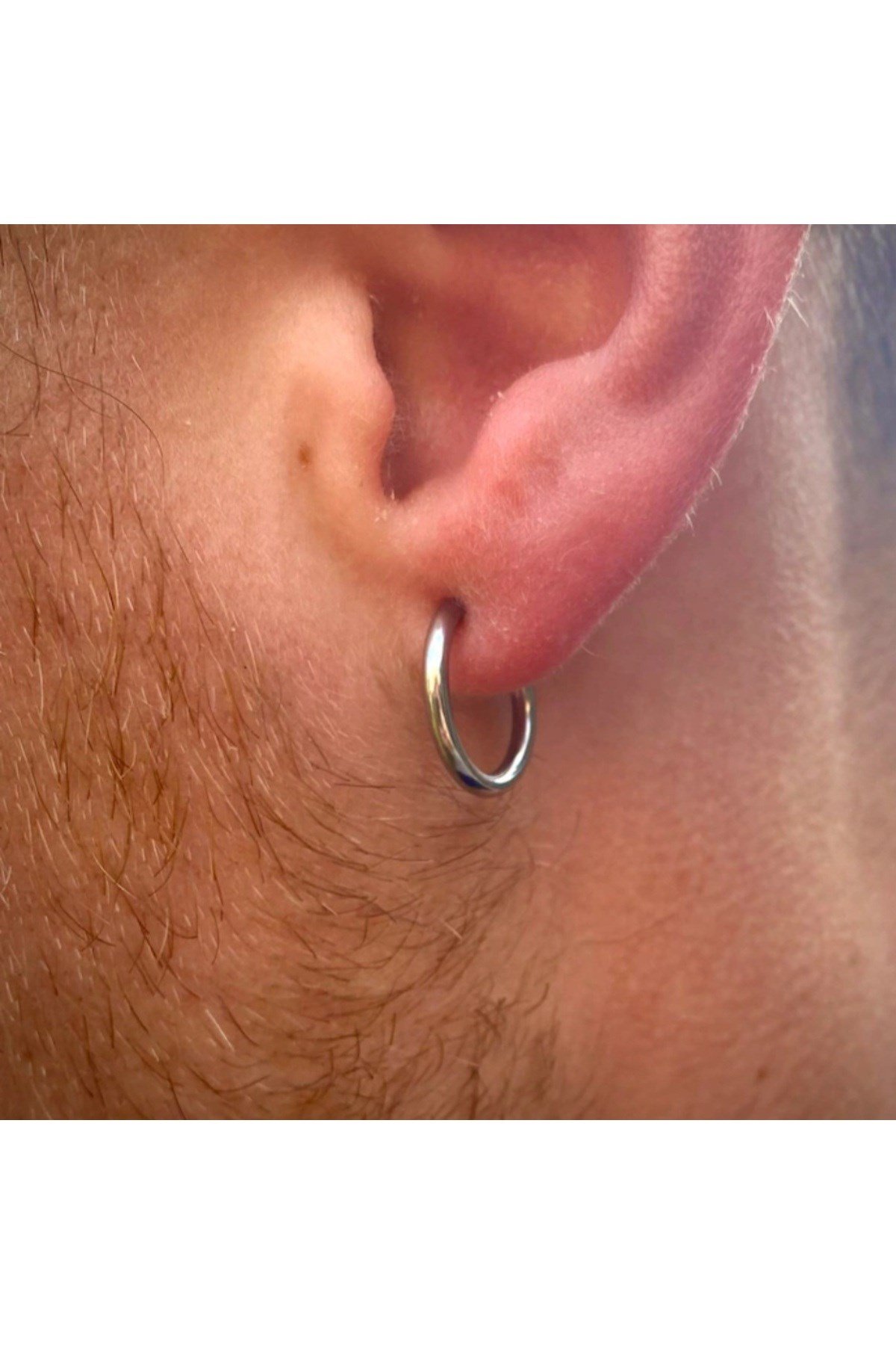 14 mm Cerrahi Çelik Halka Küpe Gümüş Renkli