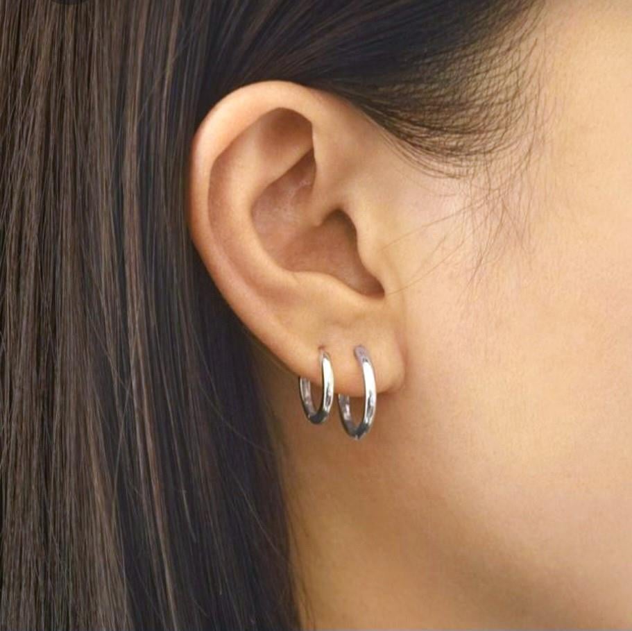 14 mm Cerrahi Çelik Halka Küpe Gümüş Renkli