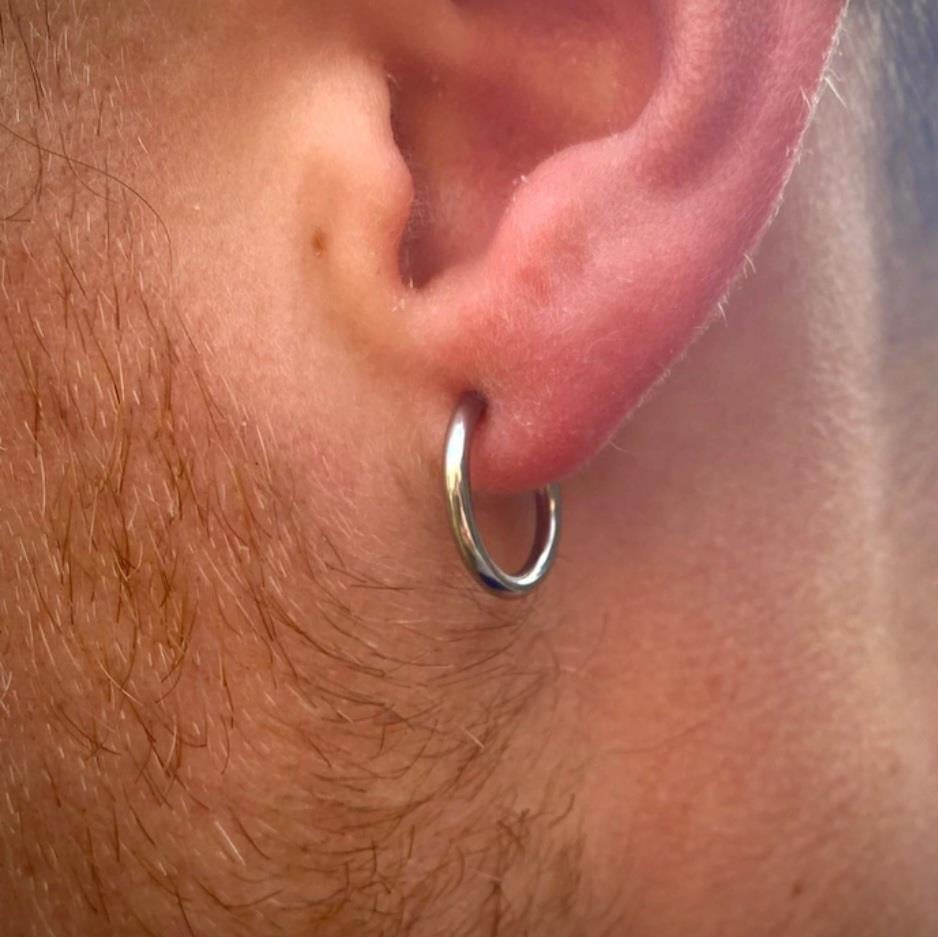 14 mm Cerrahi Çelik Halka Küpe Gümüş Renkli