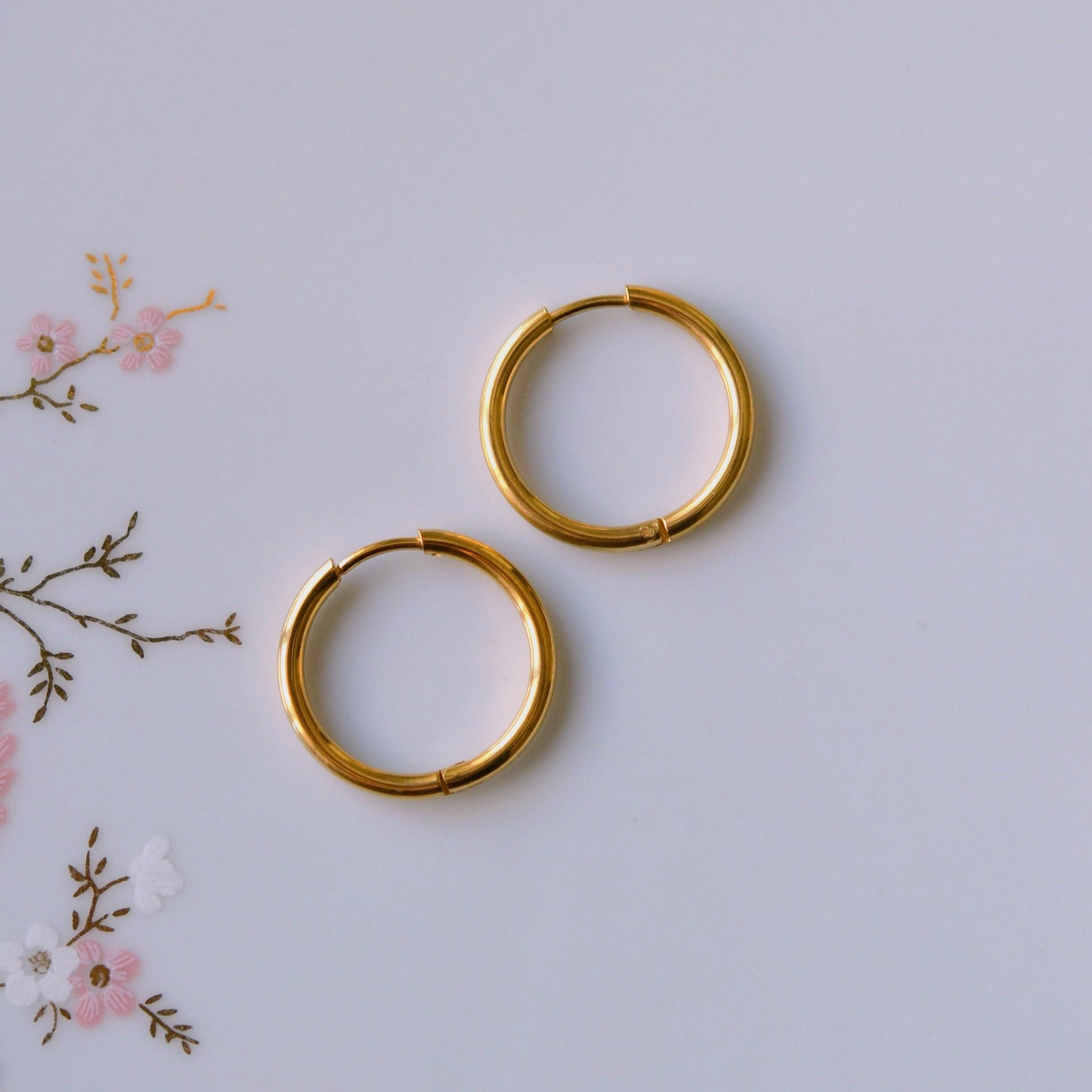16 mm Cerrahi Çelik Gold Halka Küpe