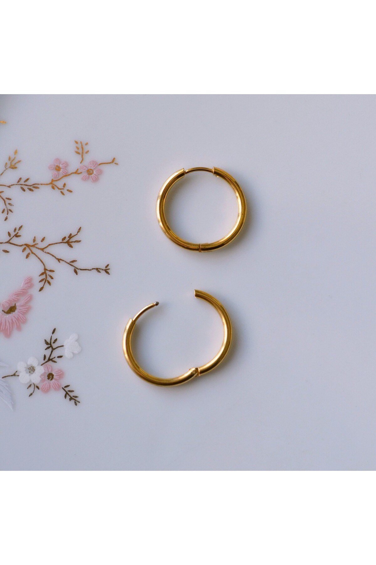 16 mm Cerrahi Çelik Gold Halka Küpe