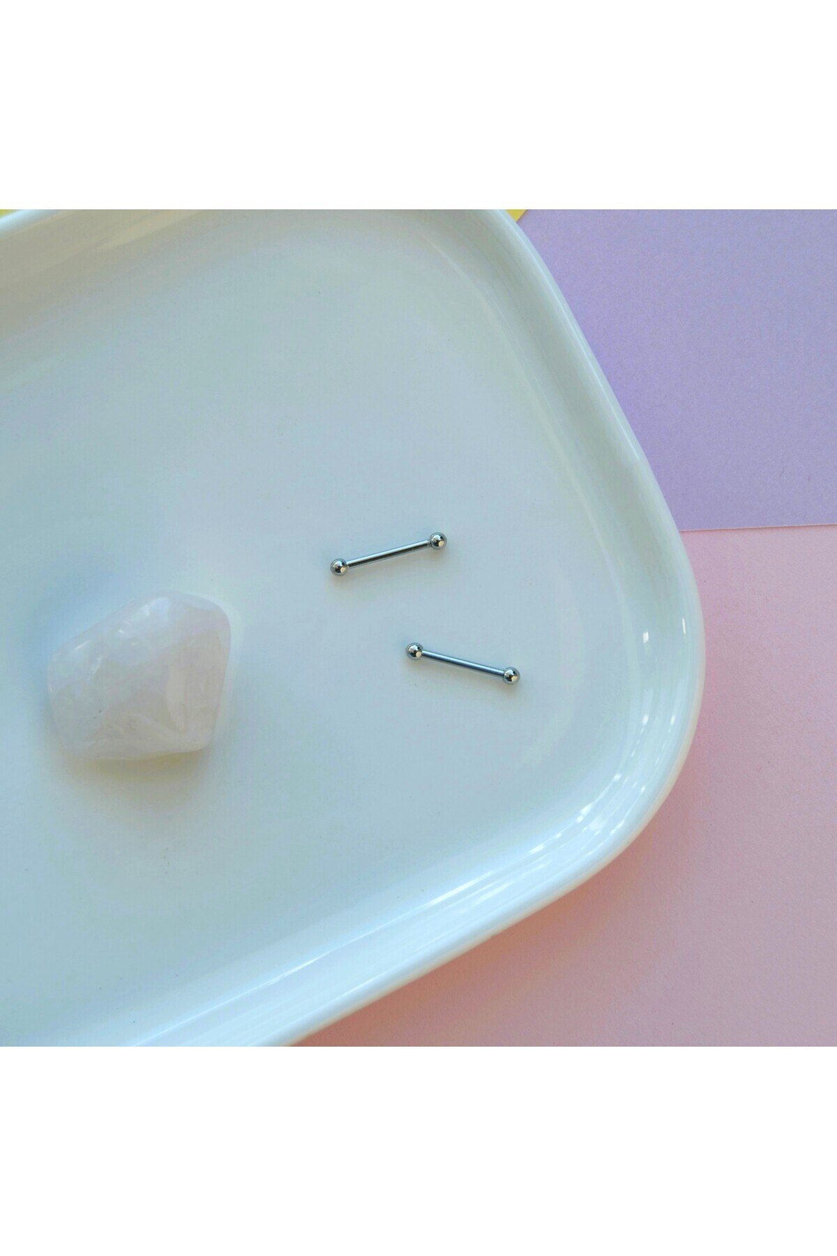 2 Adet 316L Çelik Mini Toplu Nipple, Kulak ve Dil Piercing – 10 mm, Çift Taraflı