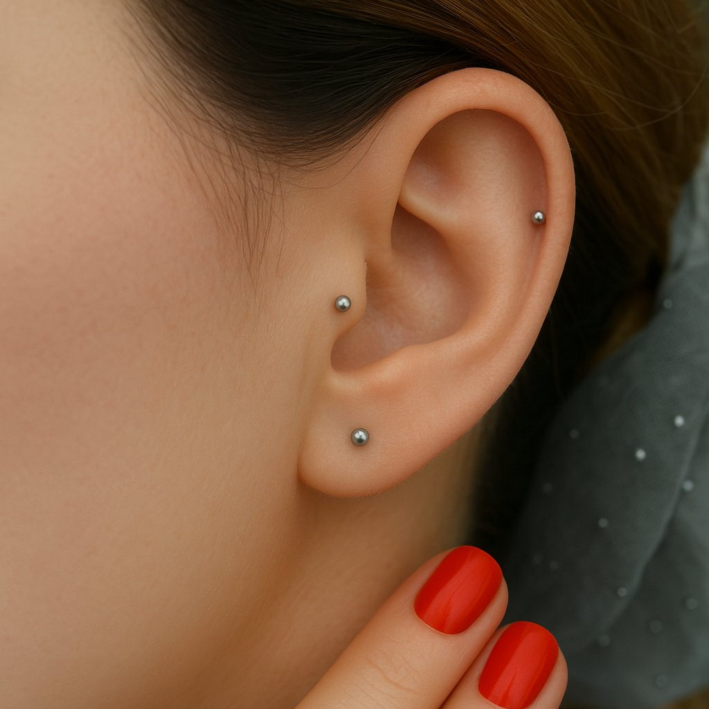 2 Adet 316L Çelik Mini Toplu Nipple, Kulak ve Dil Piercing – 10 mm, Çift Taraflı