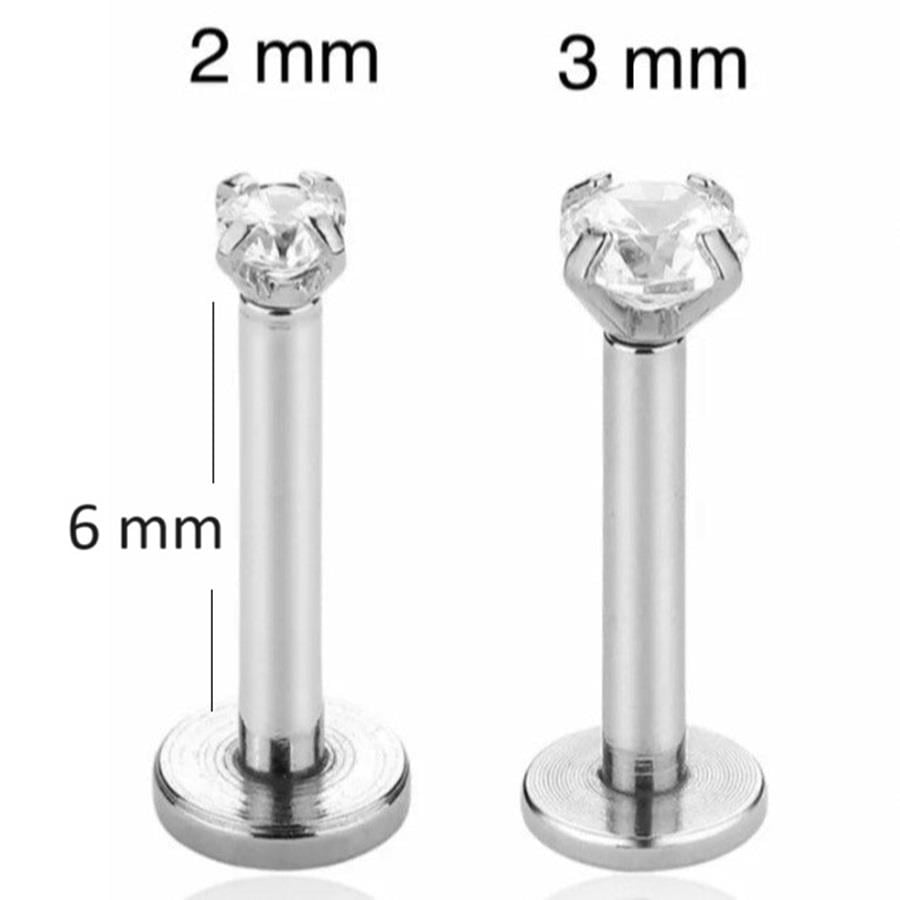 3 MM Tektaş Cerrahi Çelik Piercing Tragus Helix Kıkırdak Conch Gümüş Renk 6 Mm