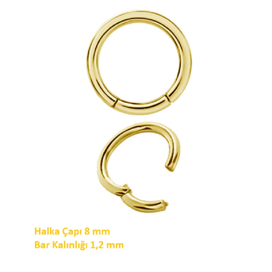 316 L Çelik Küçük Düz Halka Göbek Piercingi 8 mm