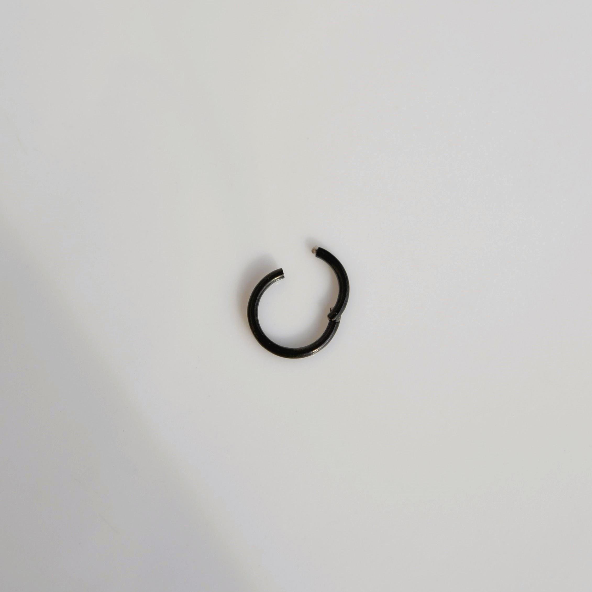 316 L Çelik Küçük Düz Halka Göbek Piercingi 8 mm Siyah Renk